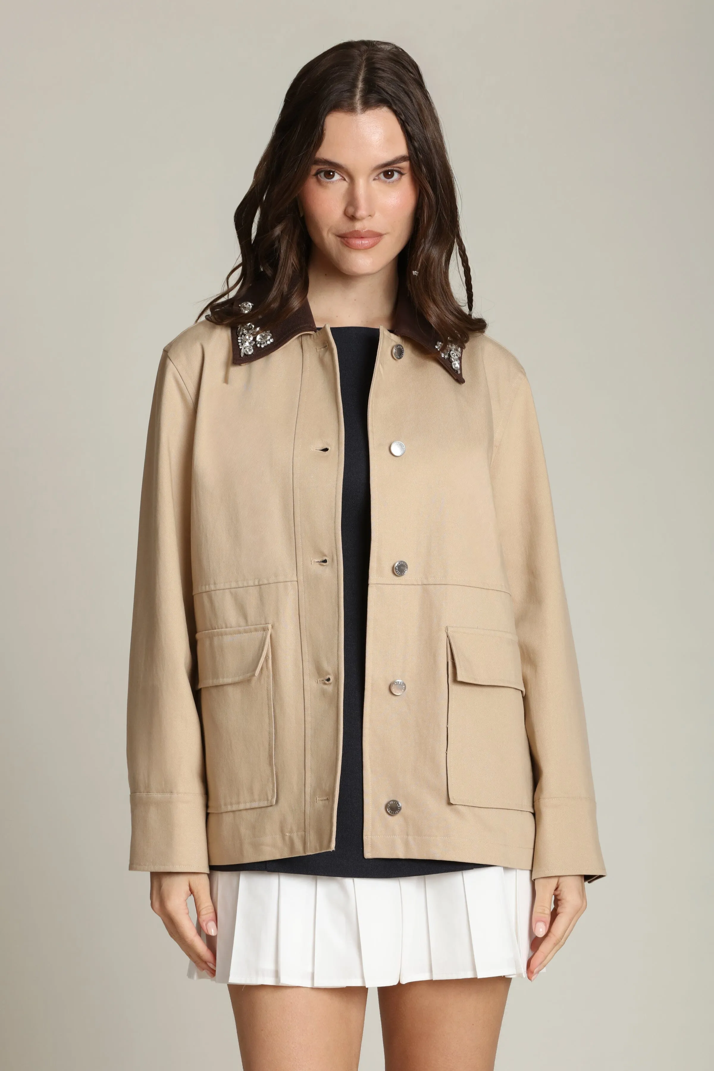 Embellished Cotton Lyocell Barn Jacket sold by Avec Les Filles