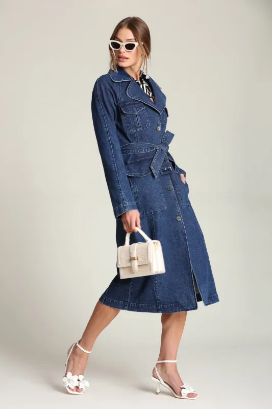 Denim Utility Trench Coat made by Avec Les Filles