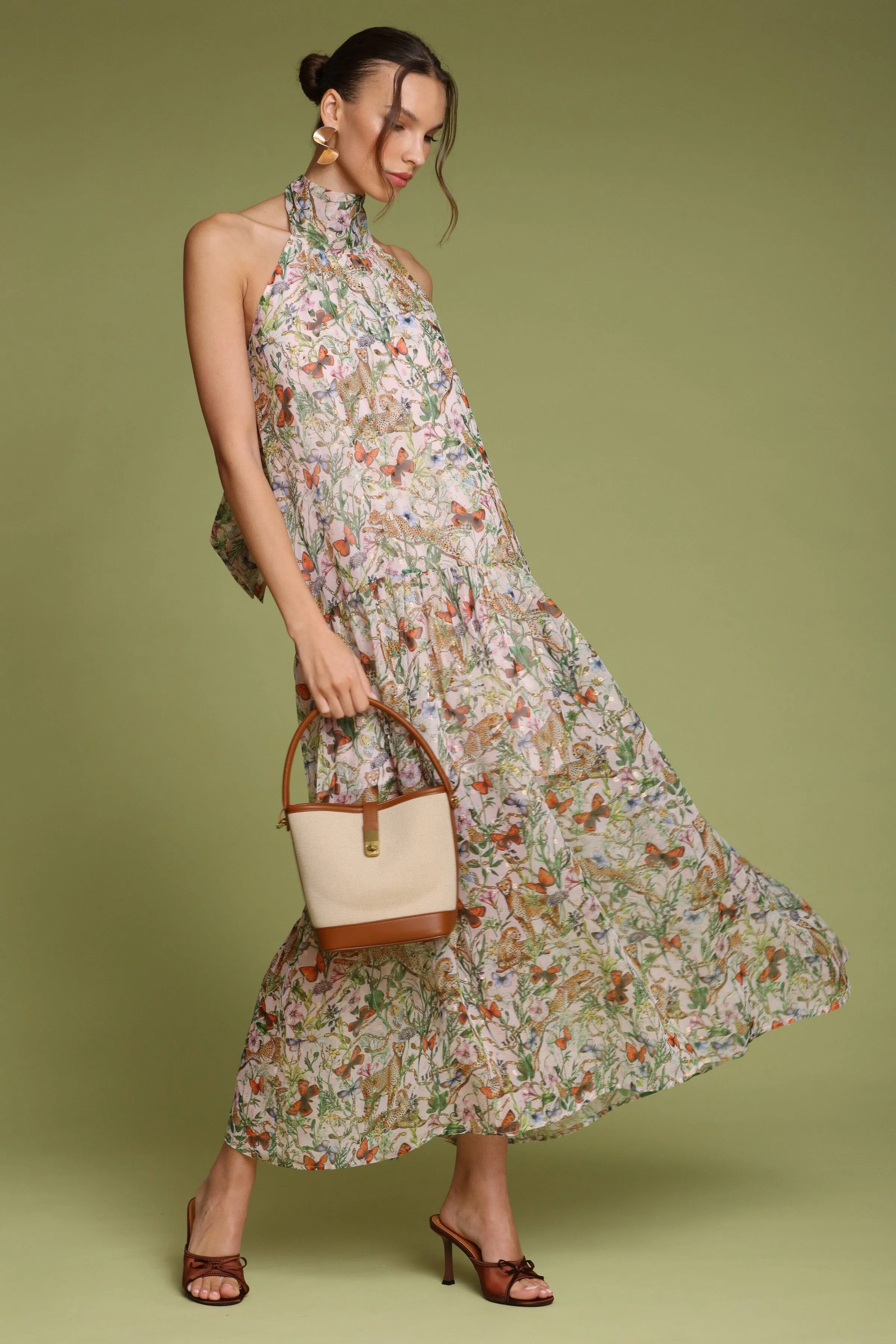 Printed Halter Neck Maxi Dress sold by Avec Les Filles product image thumbnail 3