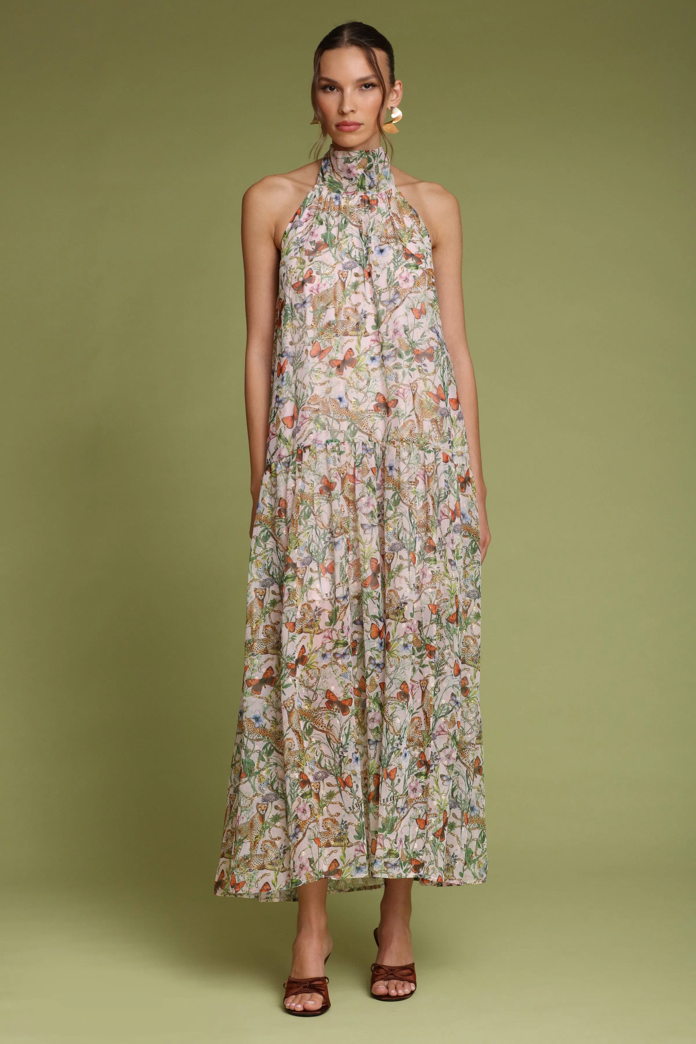 Printed Halter Neck Maxi Dress sold by Avec Les Filles product image thumbnail 4
