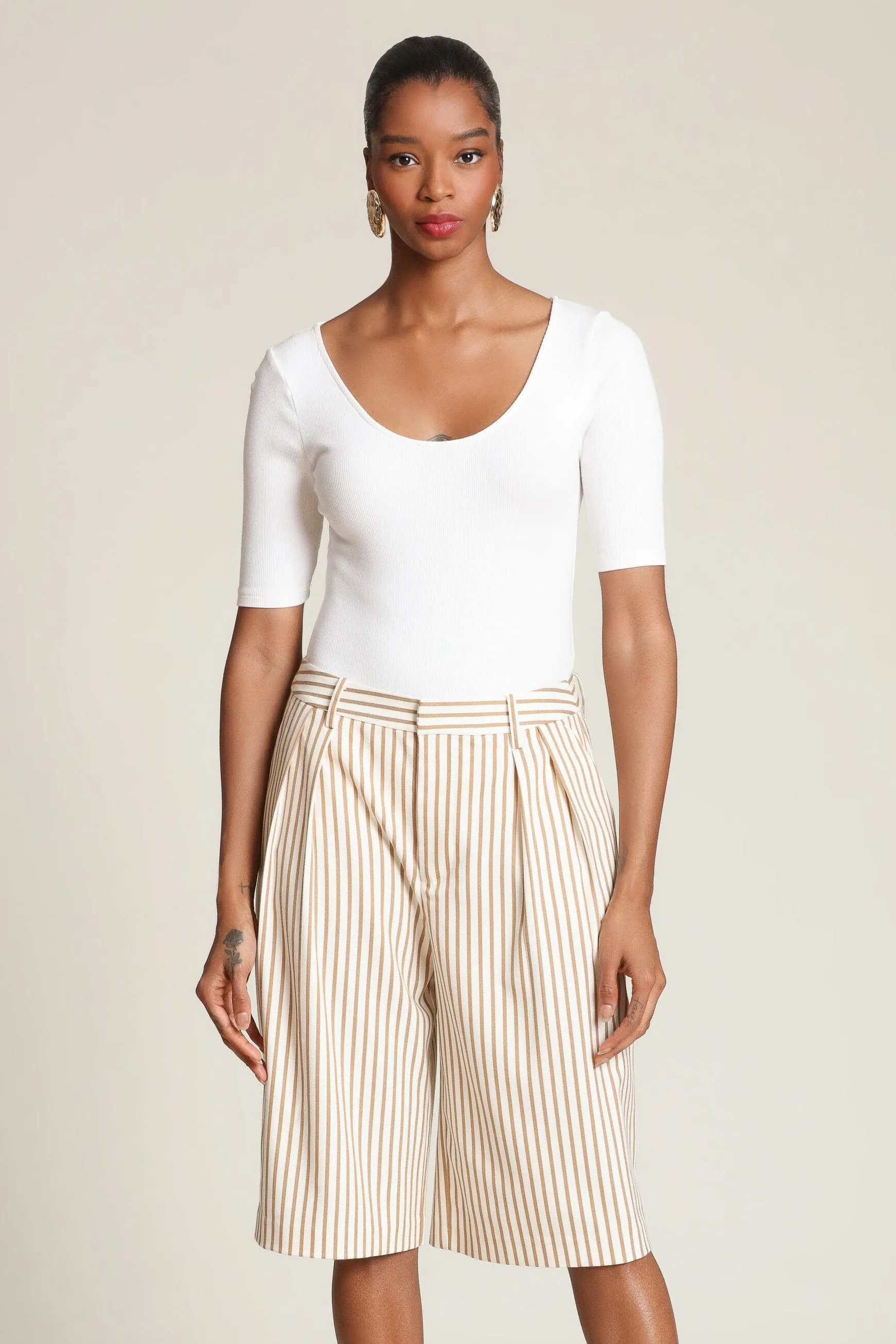 Striped Boyfriend Bermuda Shorts sold by Avec Les Filles product image thumbnail 2