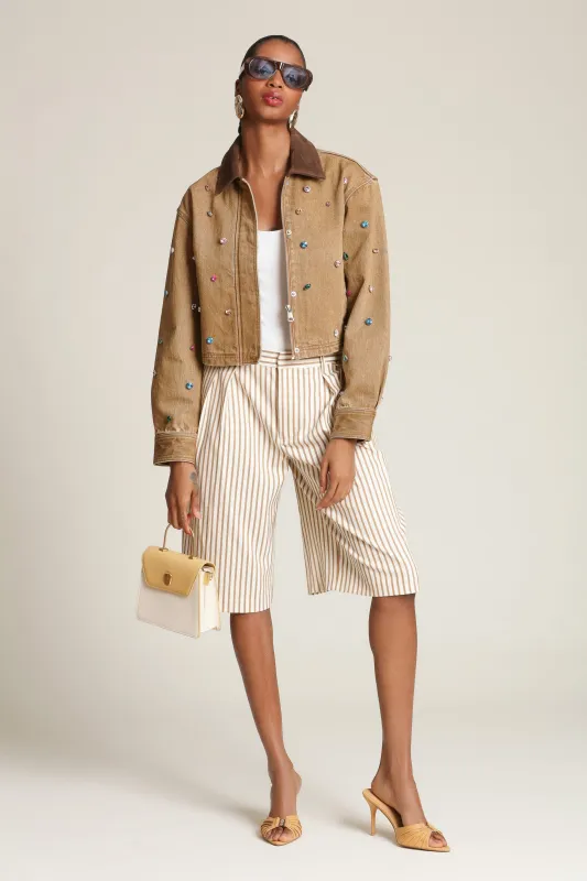 Striped Boyfriend Bermuda Shorts sold by Avec Les Filles