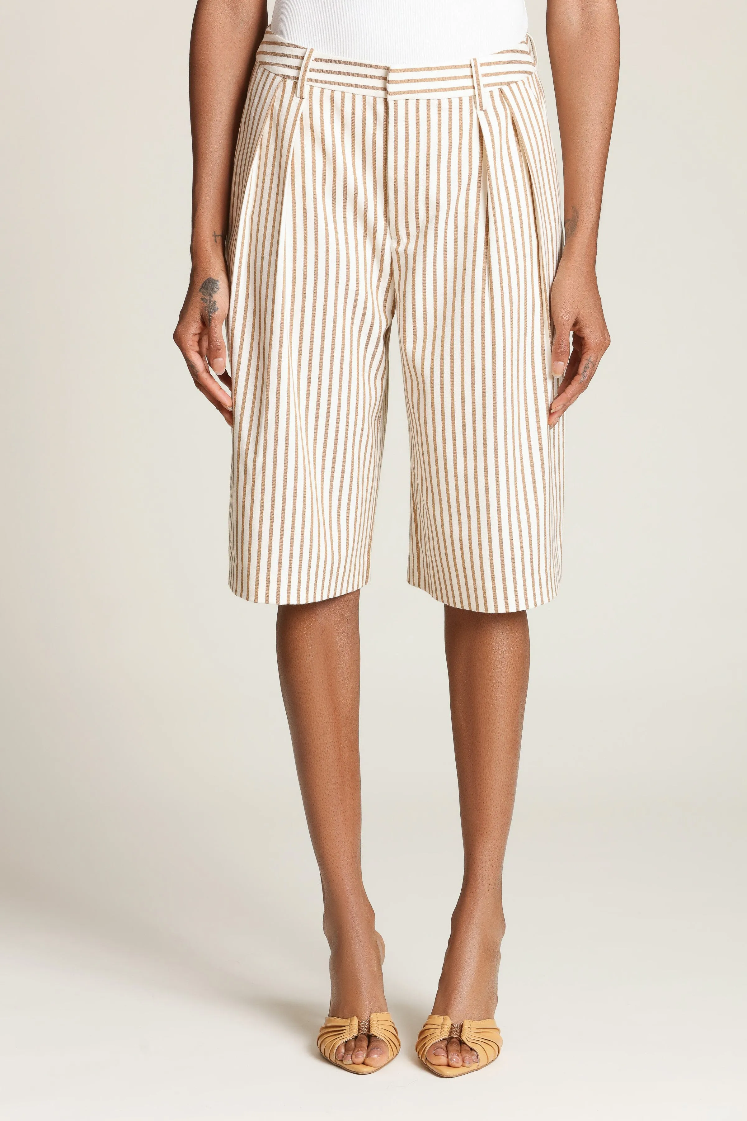 Striped Boyfriend Bermuda Shorts sold by Avec Les Filles product image thumbnail 3