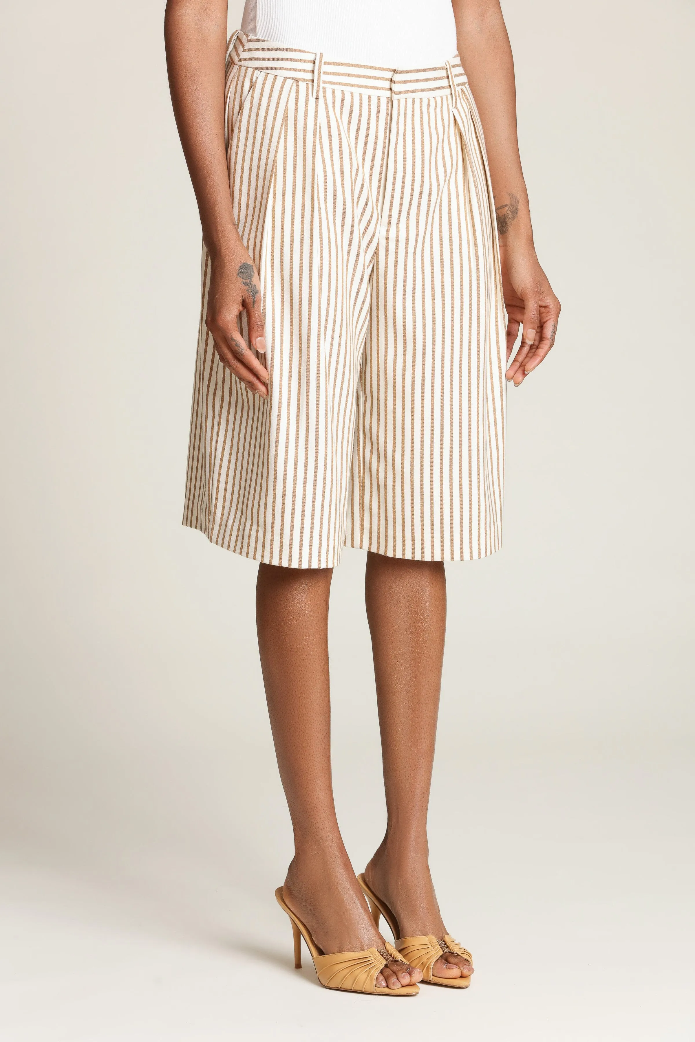 Striped Boyfriend Bermuda Shorts sold by Avec Les Filles product image thumbnail 4