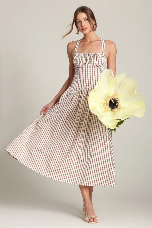 Gingham Drop-Waist Midi Dress sold by Avec Les Filles