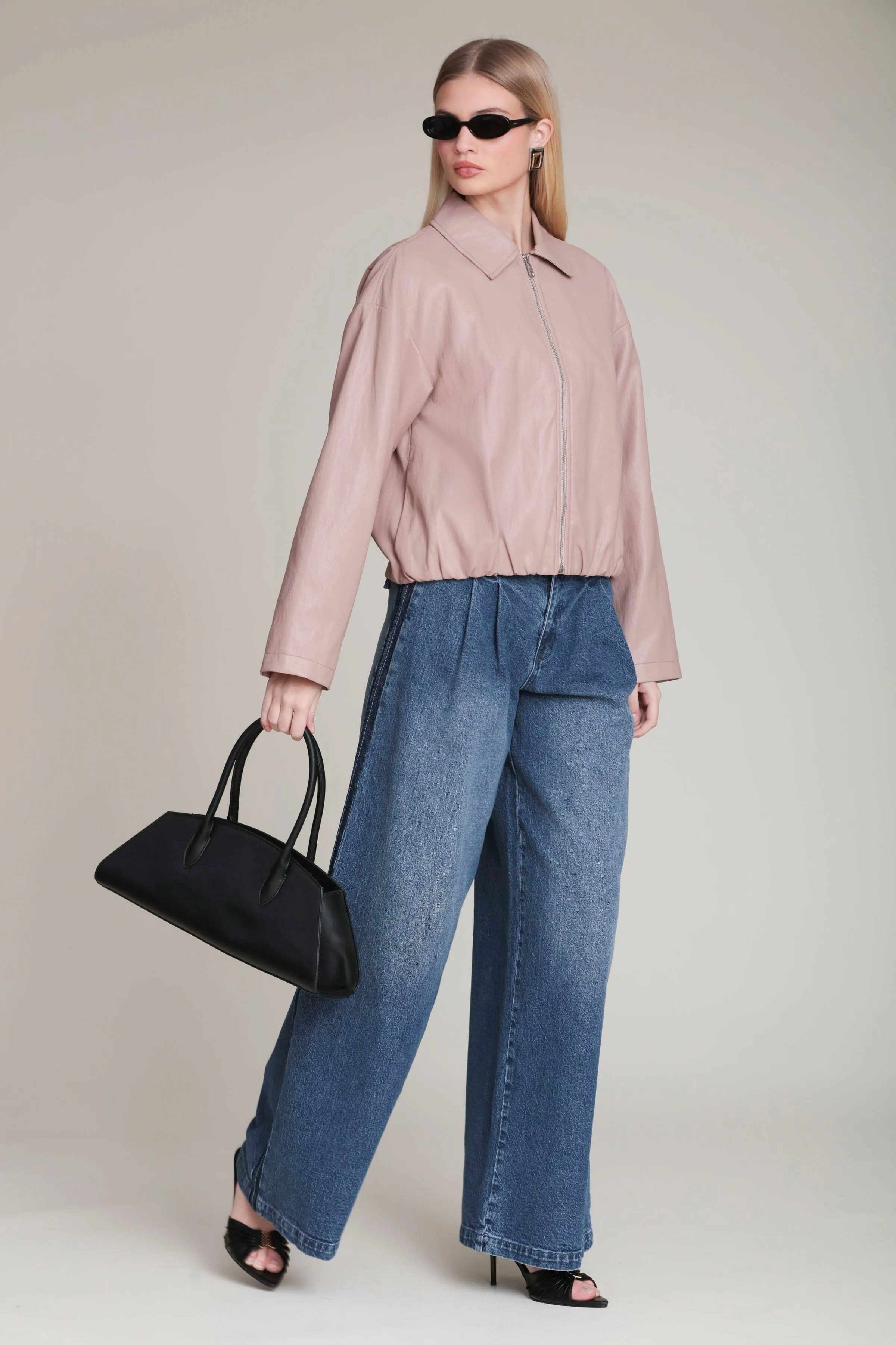 Faux-Ever Leather™ Minimalist Bomber Jacket sold by Avec Les Filles product image thumbnail 2