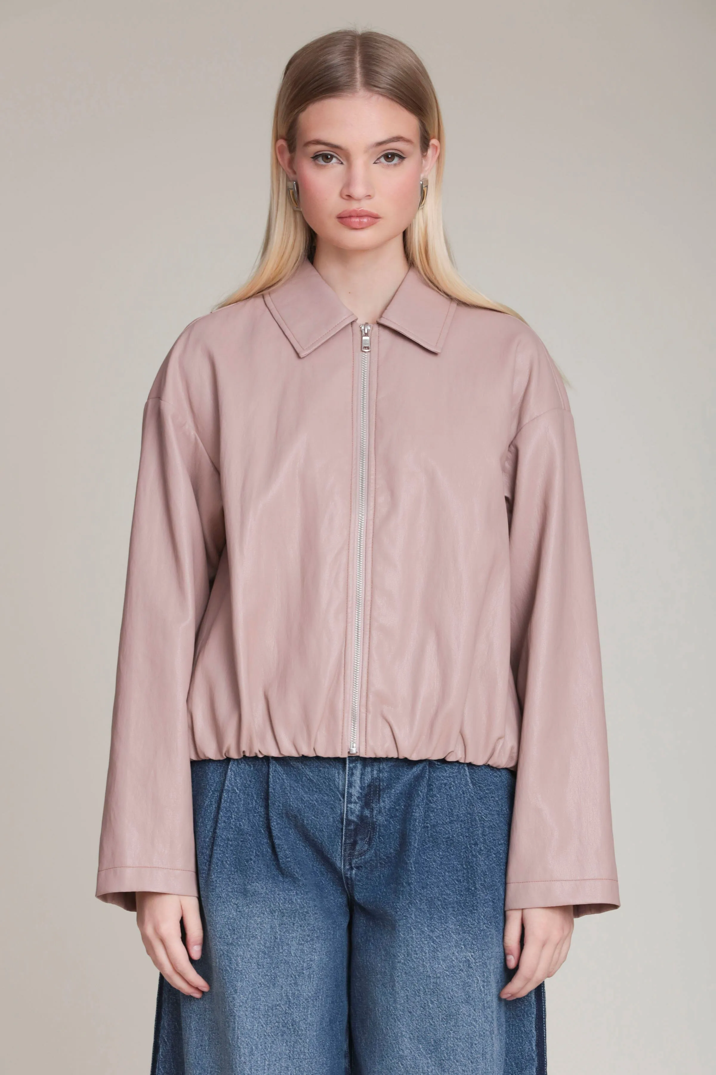 Faux-Ever Leather™ Minimalist Bomber Jacket sold by Avec Les Filles product image thumbnail 4