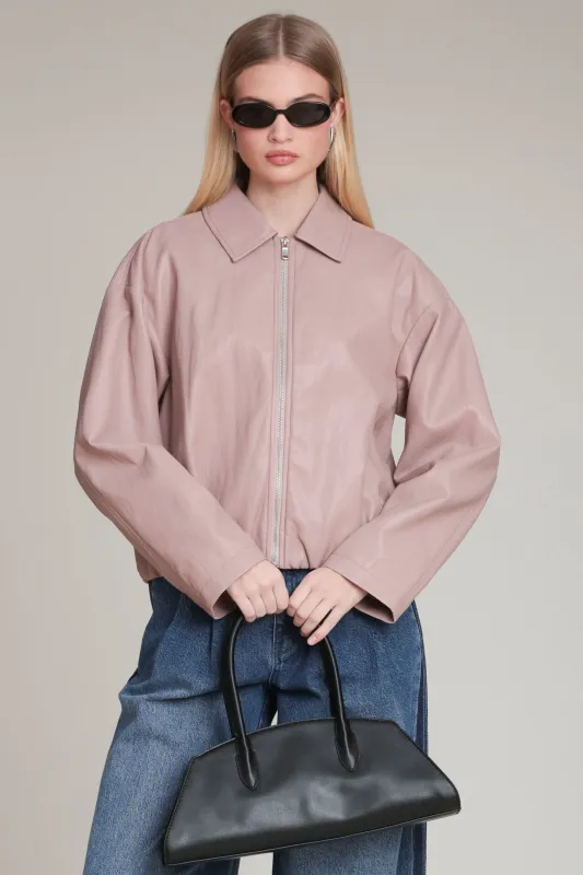 Faux-Ever Leather™ Minimalist Bomber Jacket sold by Avec Les Filles