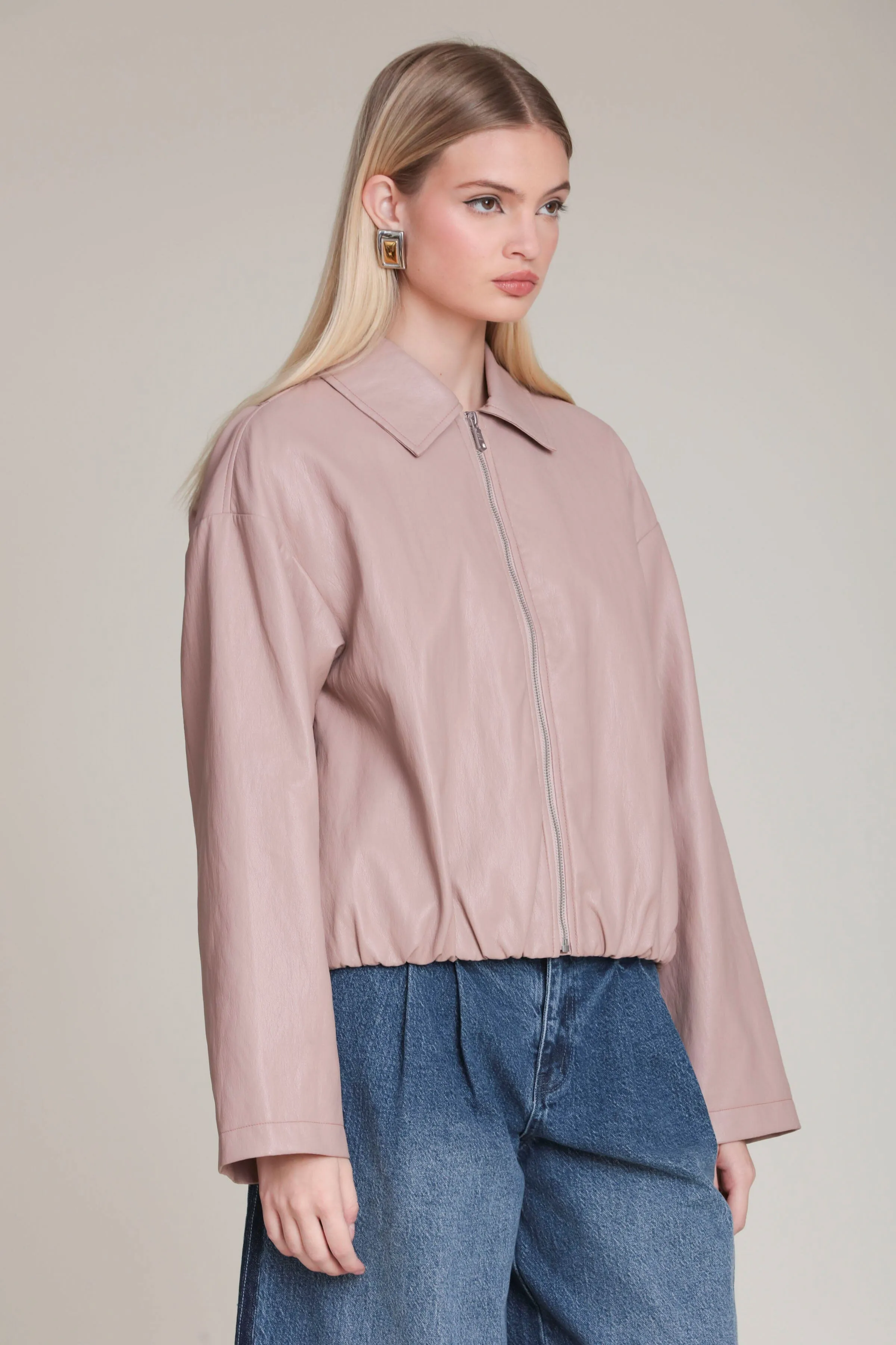 Faux-Ever Leather™ Minimalist Bomber Jacket sold by Avec Les Filles product image thumbnail 5