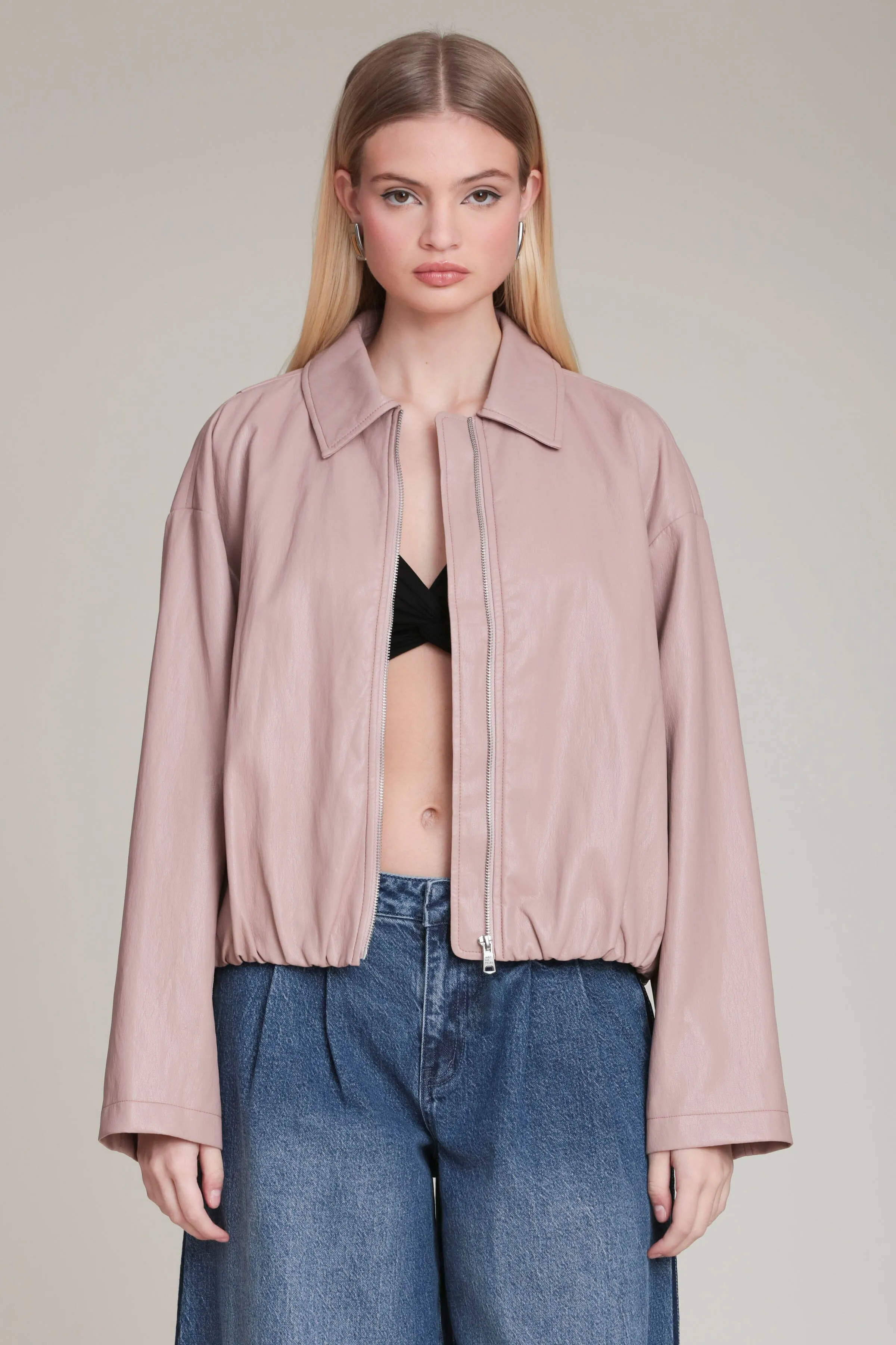 Faux-Ever Leather™ Minimalist Bomber Jacket sold by Avec Les Filles product image thumbnail 3