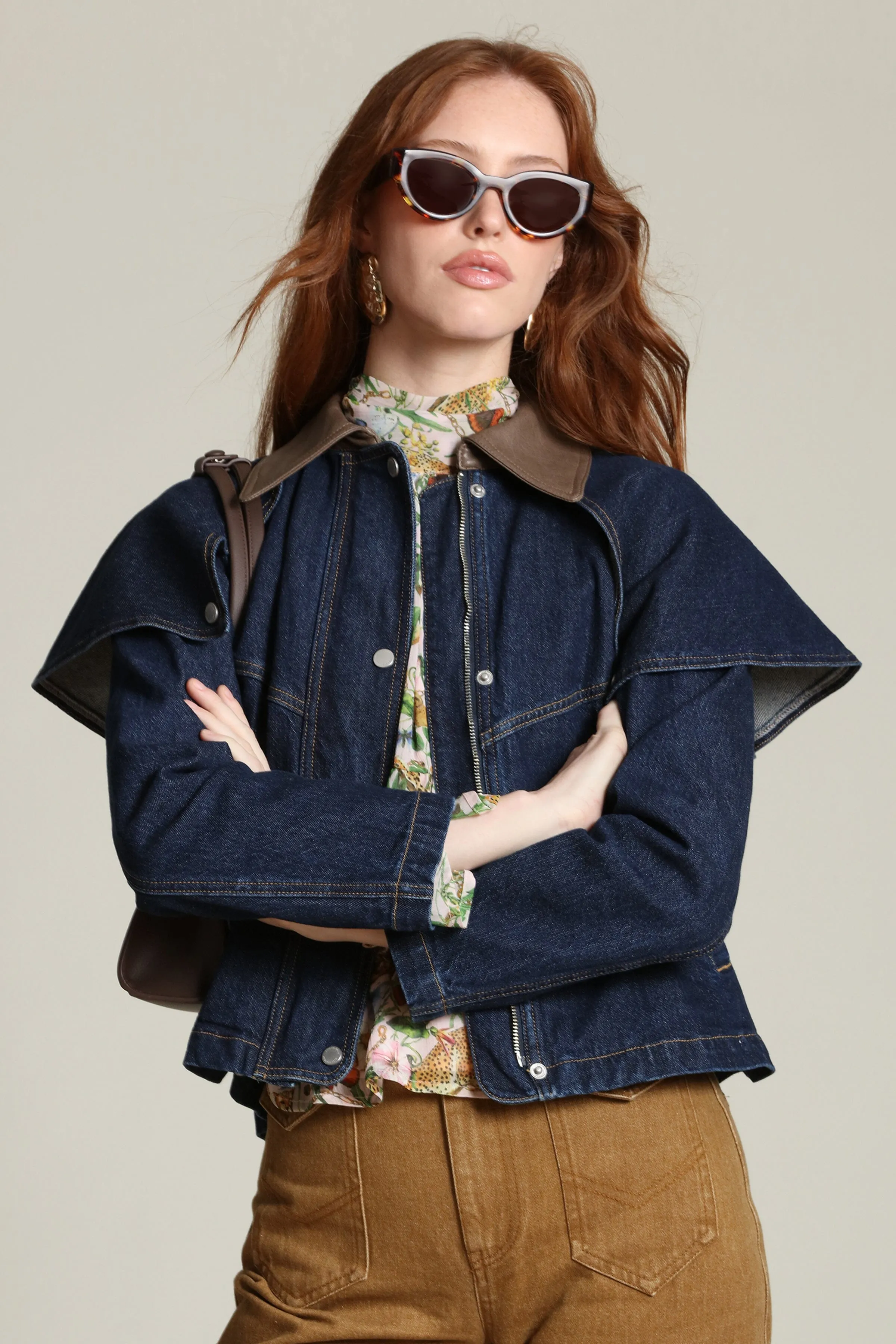 Denim Cape Jacket sold by Avec Les Filles