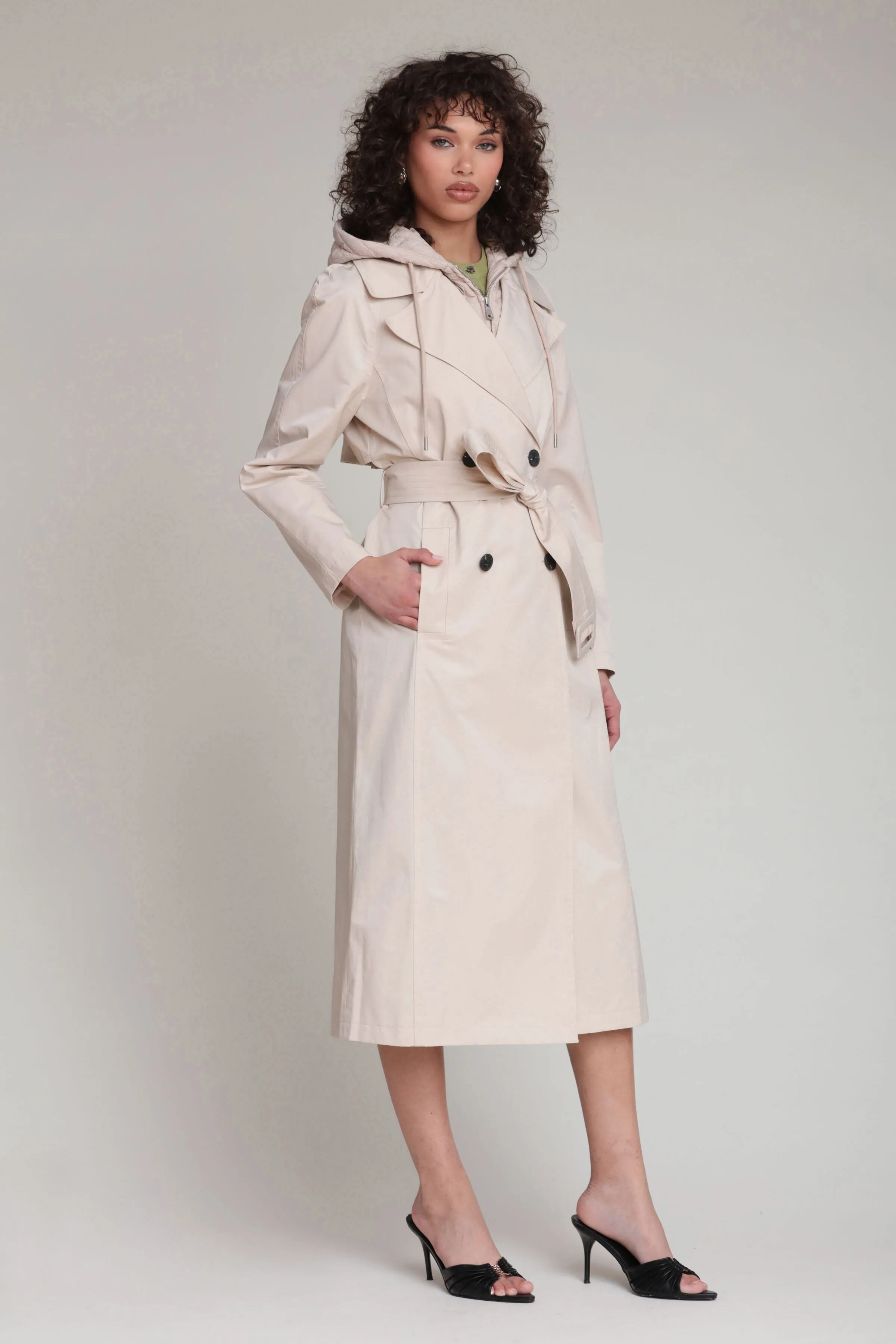 Quilted Hoodie Cotton Nylon Trench Coat sold by Avec Les Filles product image thumbnail 5