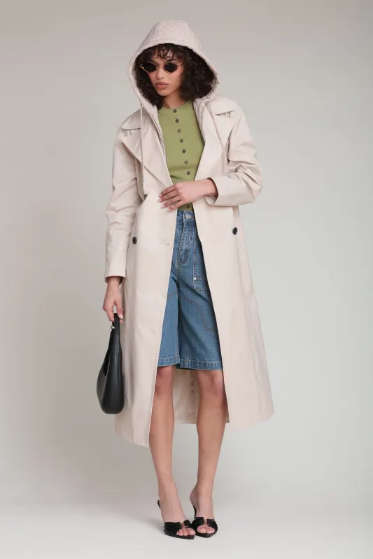 Quilted Hoodie Cotton Nylon Trench Coat made by Avec Les Filles