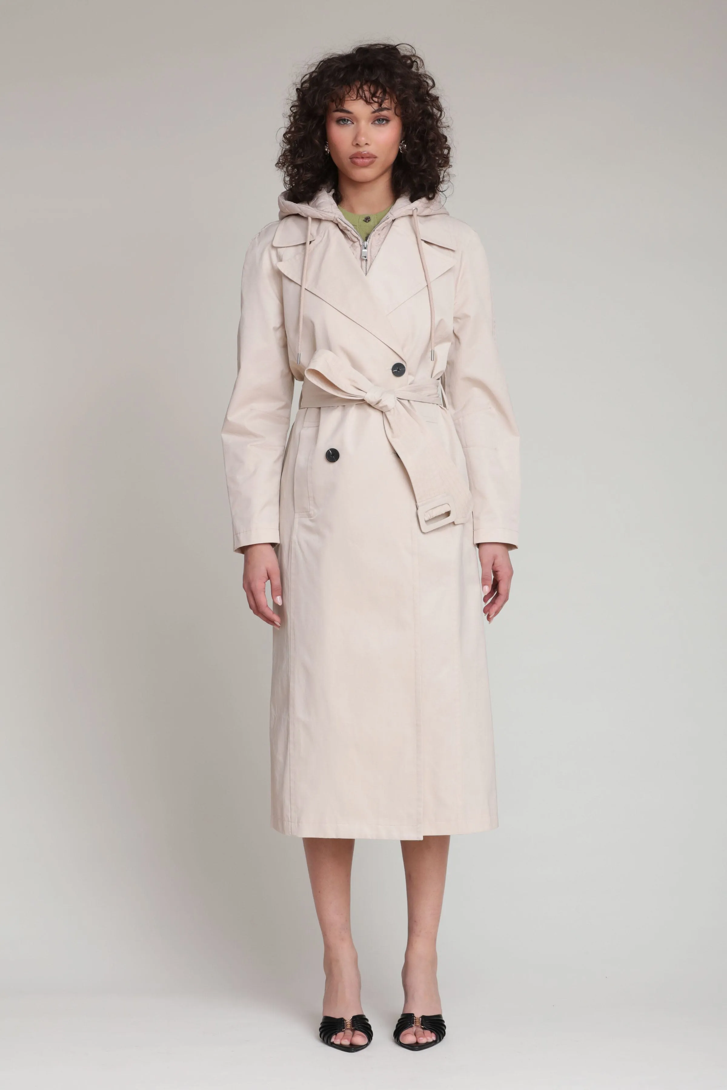 Quilted Hoodie Cotton Nylon Trench Coat sold by Avec Les Filles product image thumbnail 3