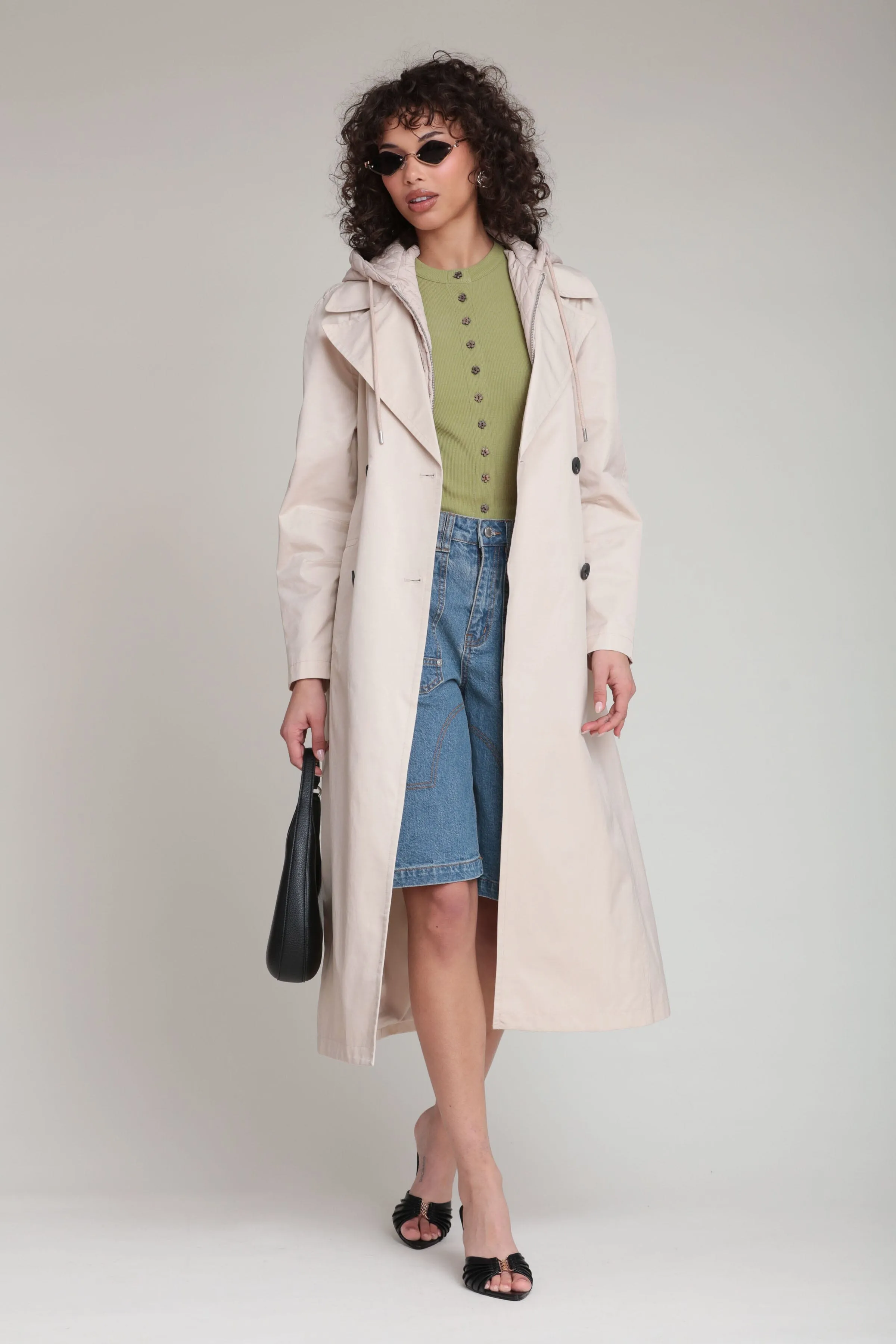 Quilted Hoodie Cotton Nylon Trench Coat sold by Avec Les Filles product image thumbnail 4