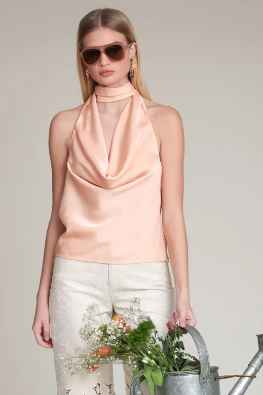 Satin Scarf Tie Halter Top sold by Avec Les Filles
