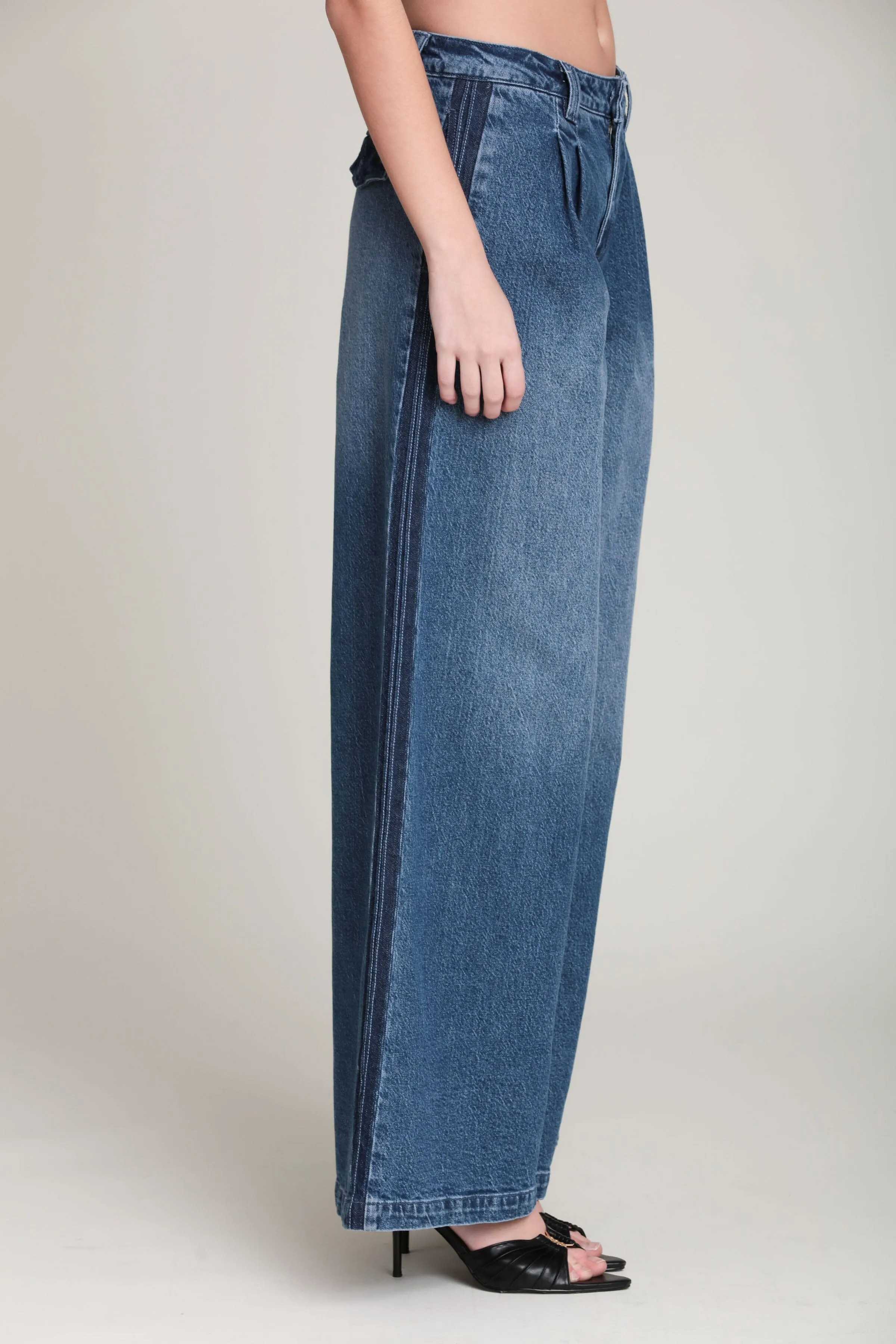Side Stripe Wide Leg Jeans sold by Avec Les Filles product image thumbnail 4