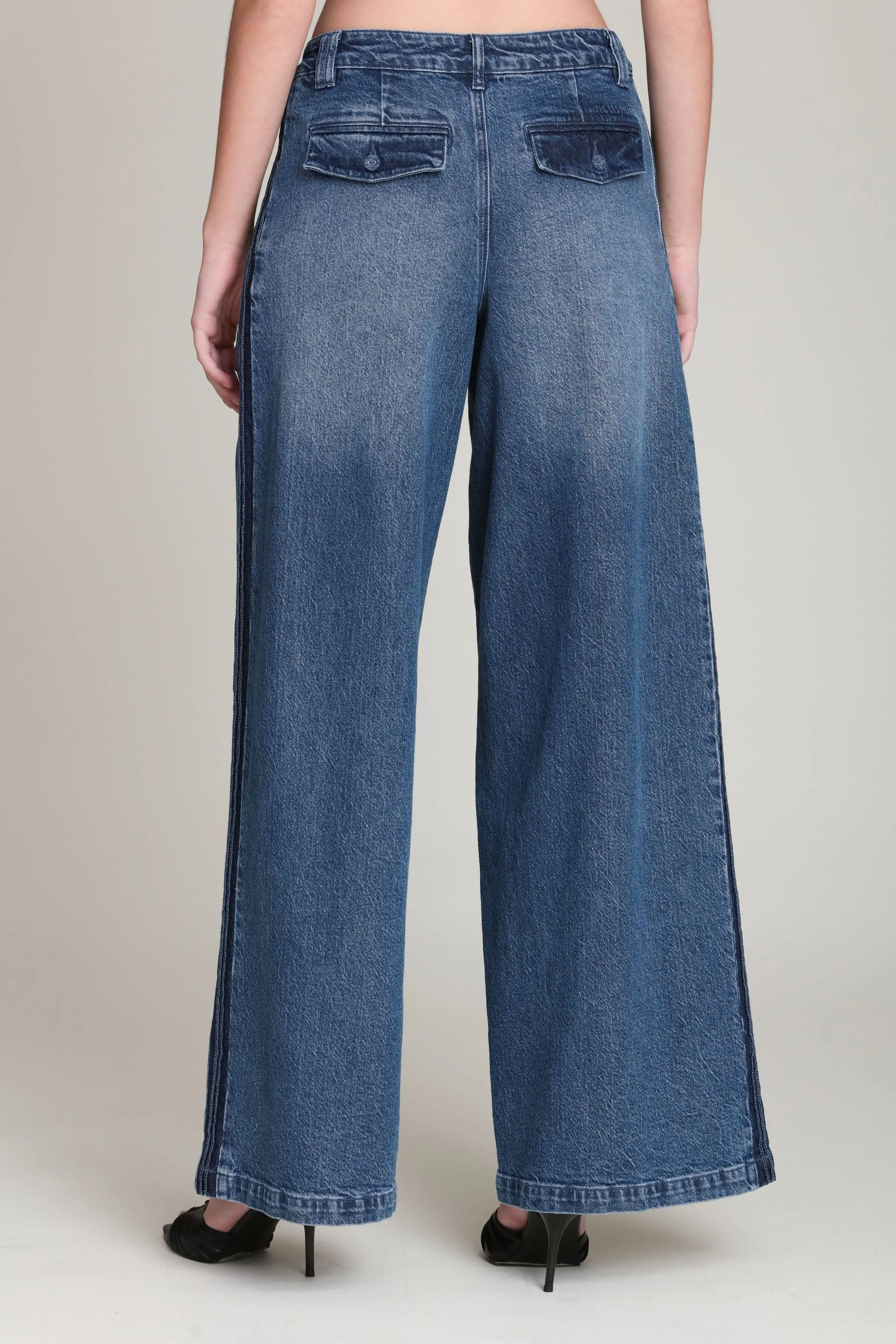 Side Stripe Wide Leg Jeans sold by Avec Les Filles product image thumbnail 5