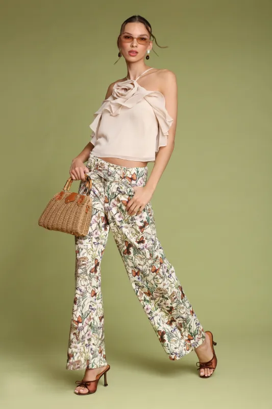 Botanical Print Cotton Wide Leg Pant sold by Avec Les Filles