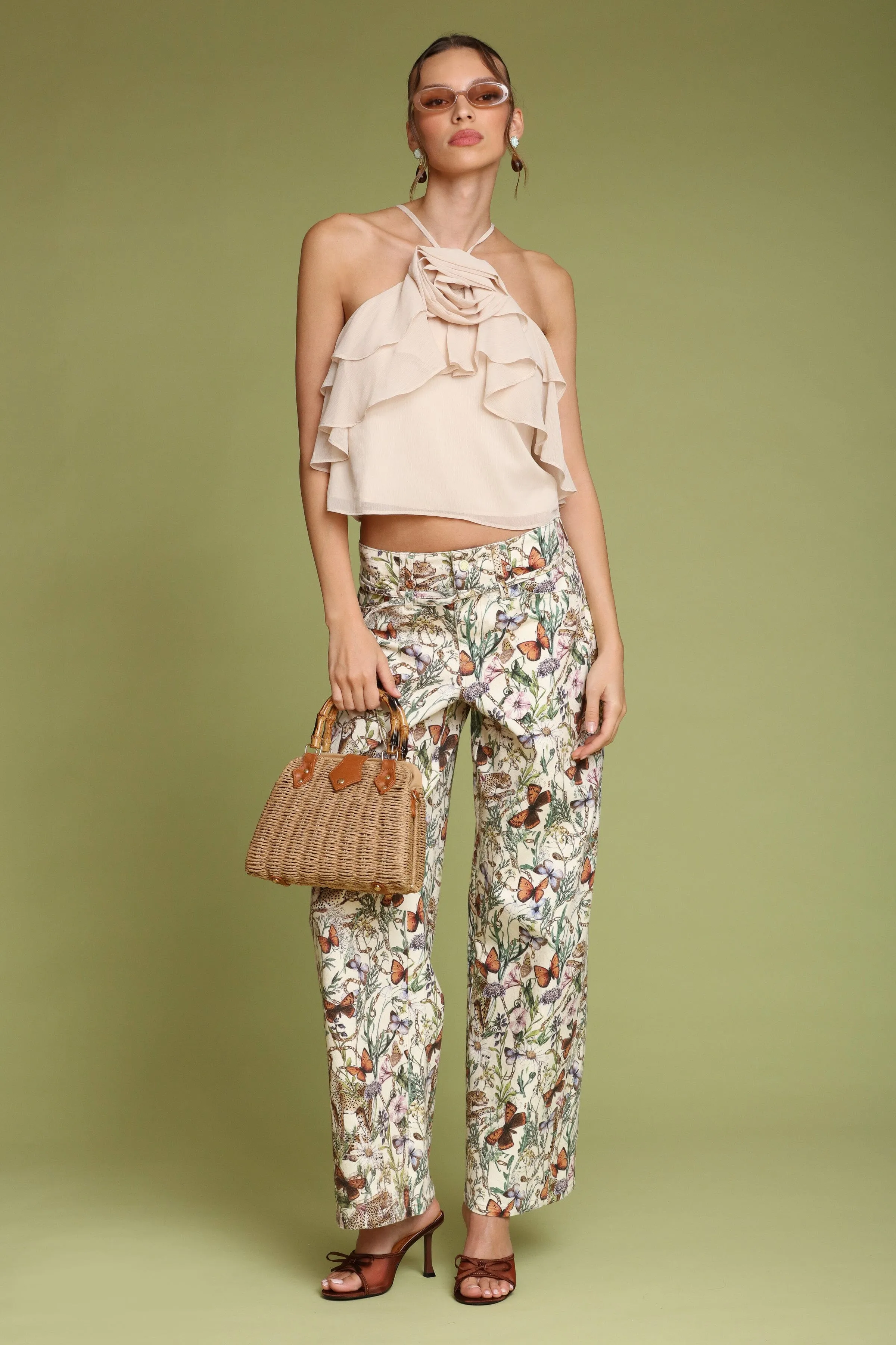 Botanical Print Cotton Wide Leg Pant sold by Avec Les Filles product image thumbnail 2