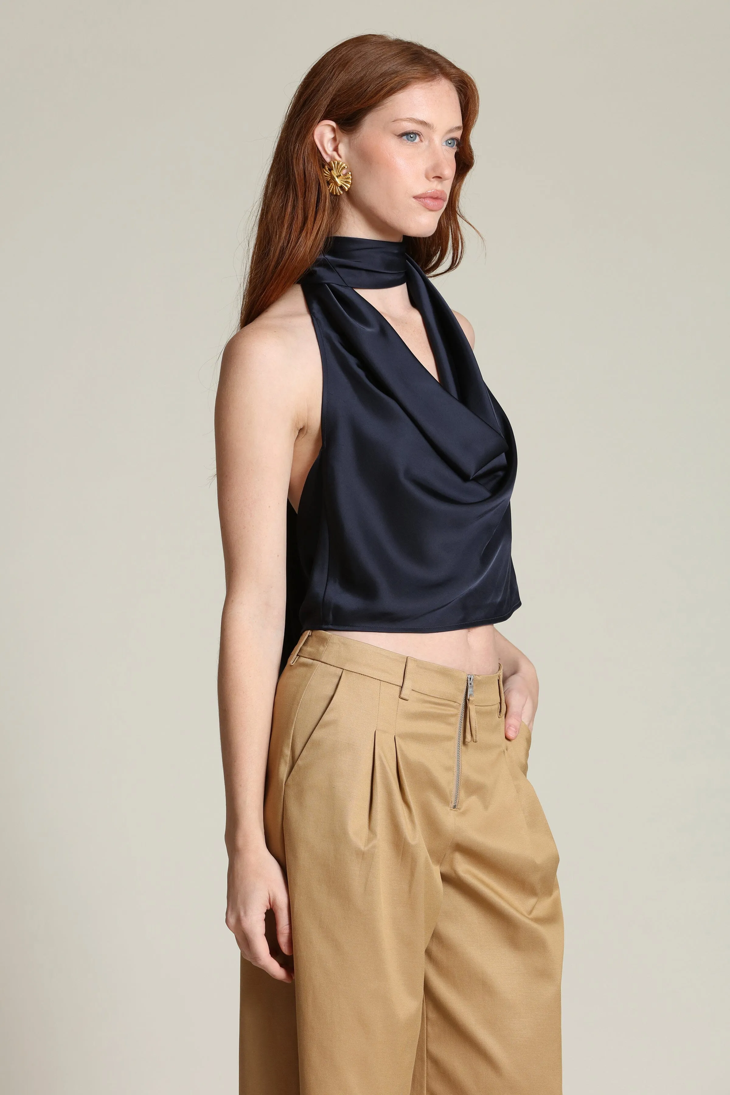 Satin Scarf Tie Halter Top sold by Avec Les Filles product image thumbnail 4