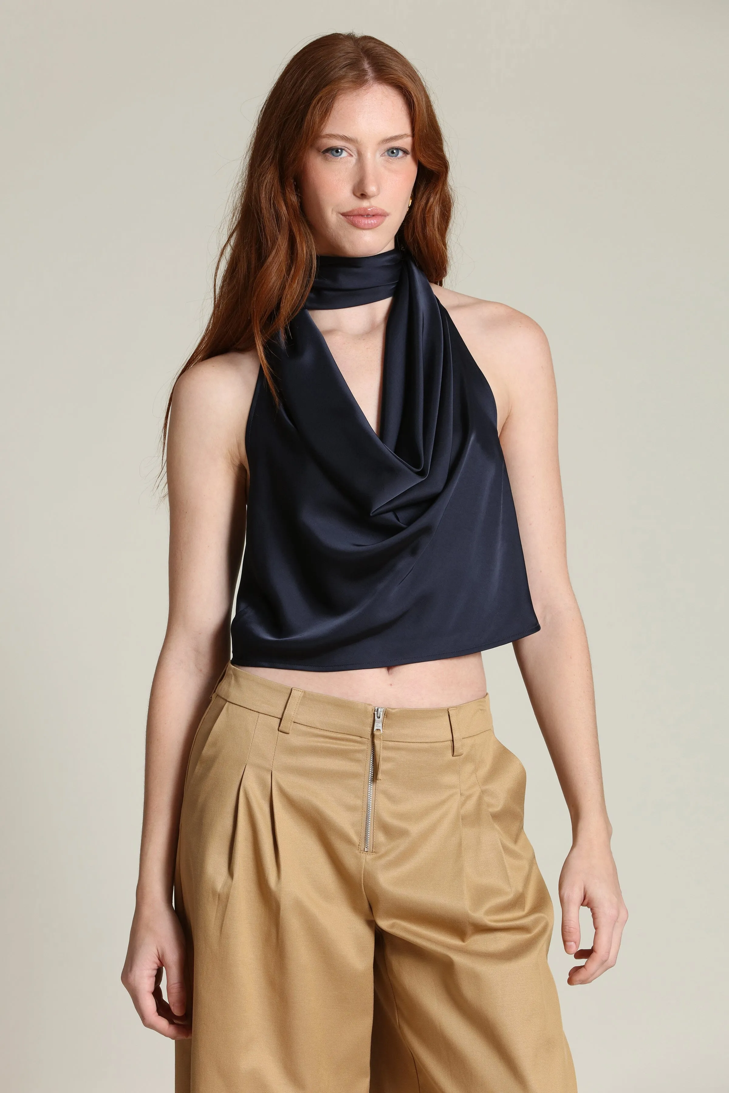 Satin Scarf Tie Halter Top sold by Avec Les Filles product image thumbnail 3