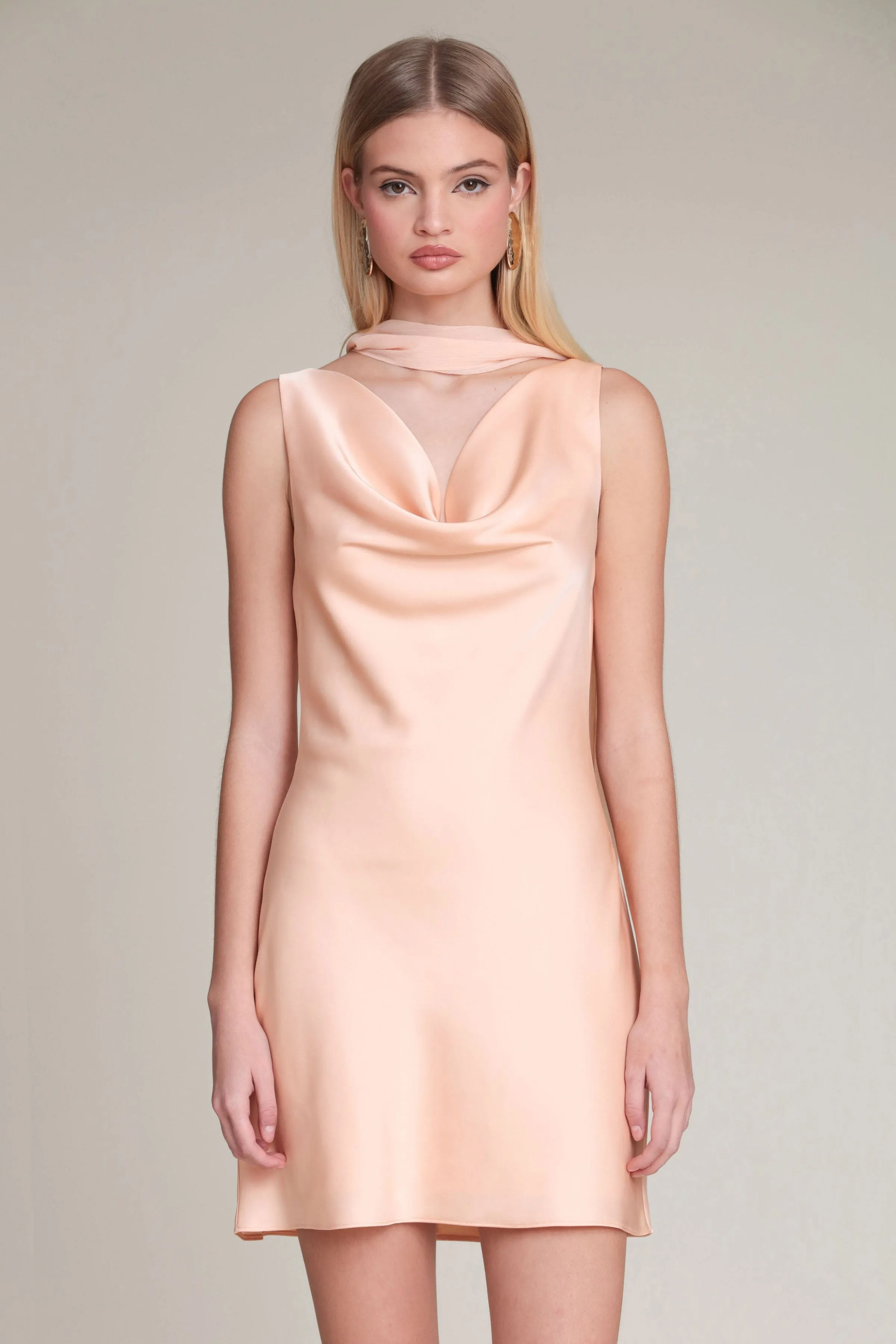 Satin Scarf Tie Mini Dress sold by Avec Les Filles product image thumbnail 3