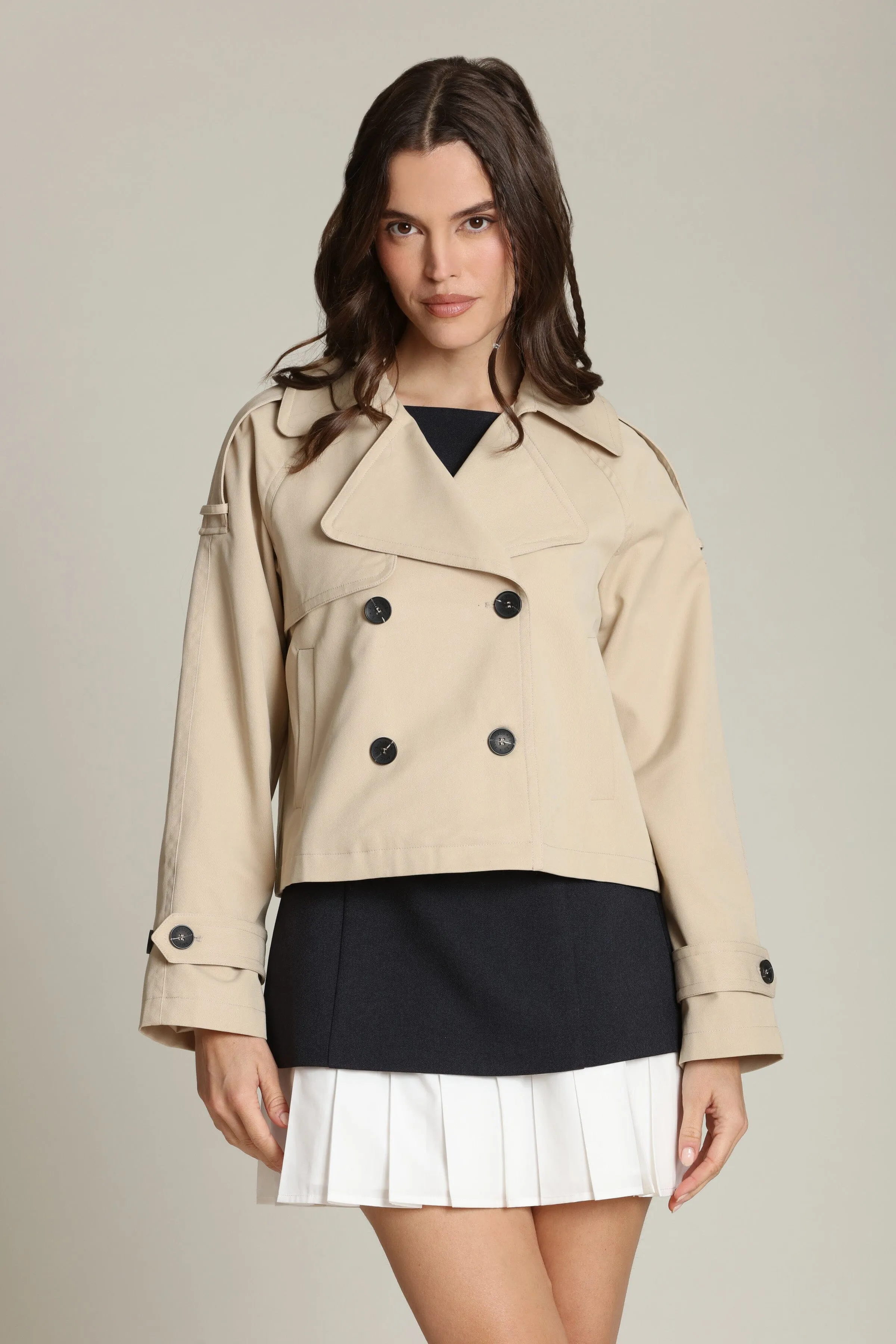 Cotton Blend Cropped Trench Coat sold by Avec Les Filles product image thumbnail 4