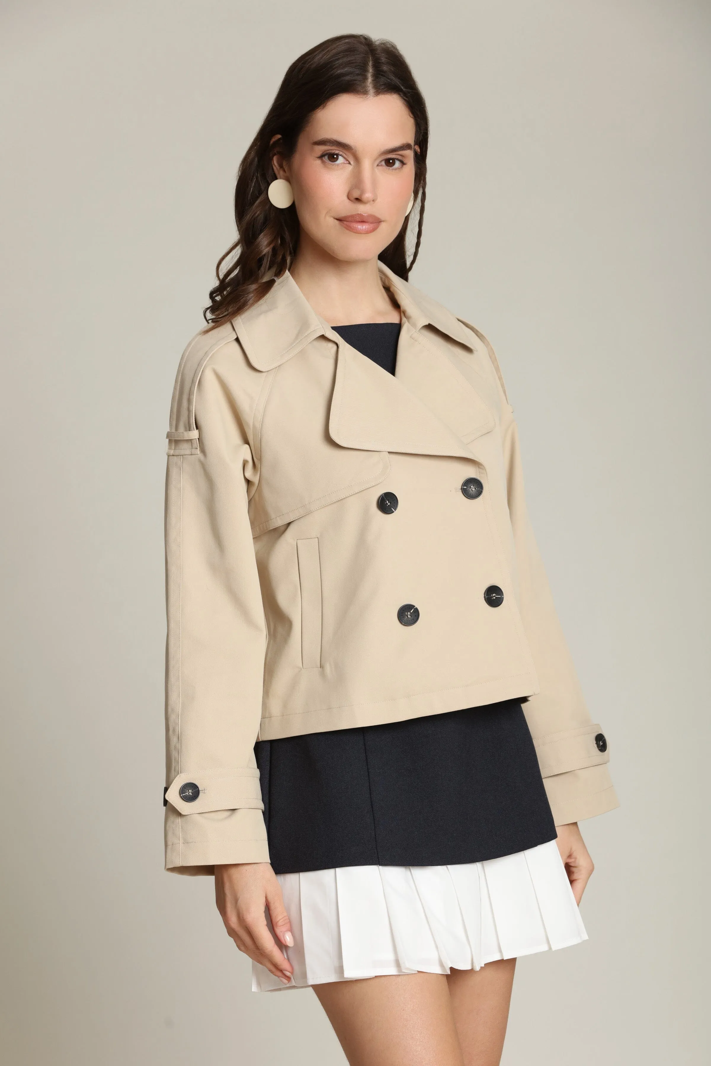 Cotton Blend Cropped Trench Coat sold by Avec Les Filles product image thumbnail 5