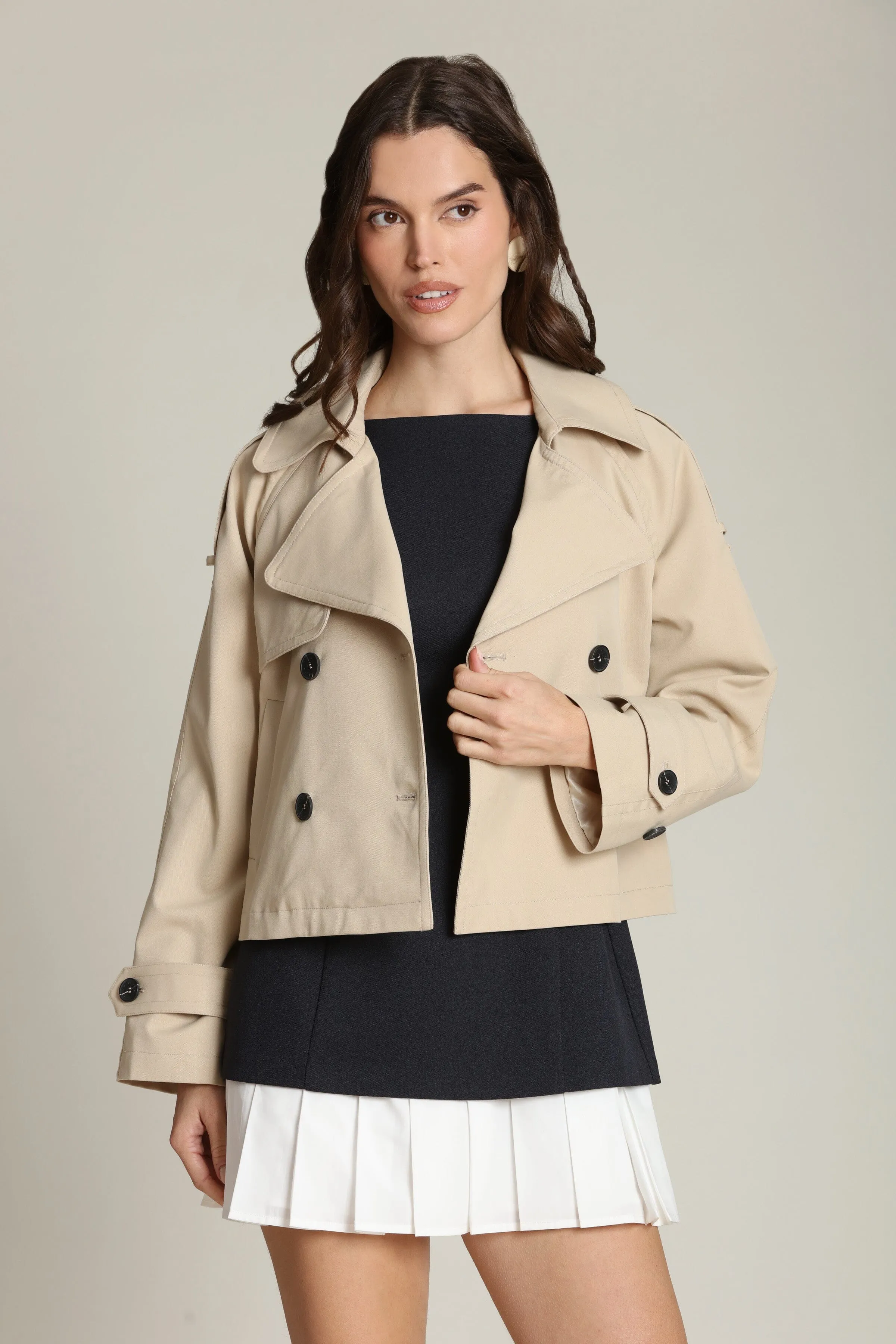 Cotton Blend Cropped Trench Coat sold by Avec Les Filles product image thumbnail 3