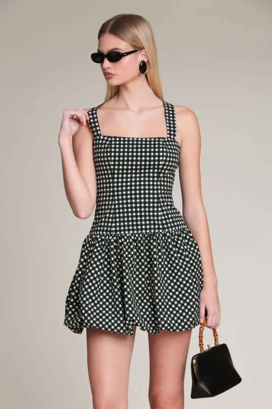 Gingham Cotton Bubble Hem Mini Dress made by Avec Les Filles