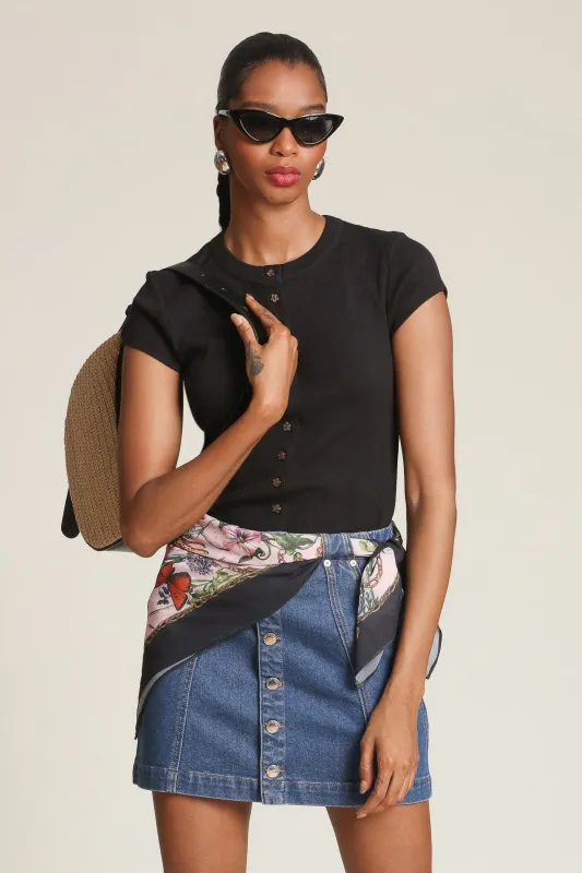 Scarf Wrapped Denim Mini Skirt sold by Avec Les Filles