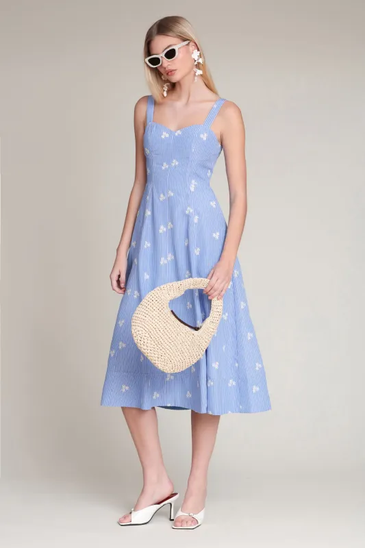 Embroidered Stripe Midi Dress made by Avec Les Filles