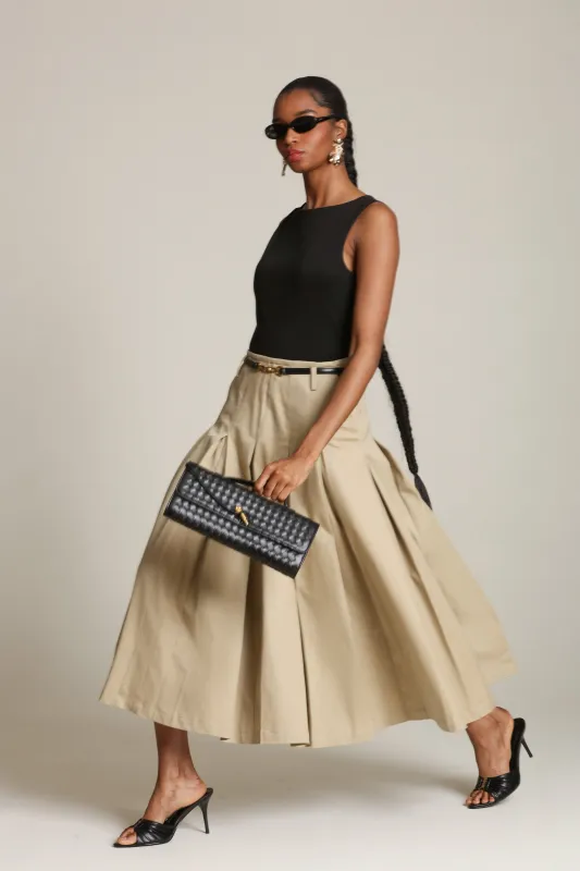 Mixed Media Pleated Midi Dress made by Avec Les Filles