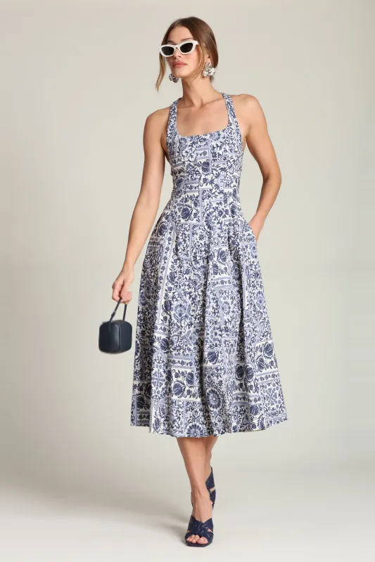 Stretch Cotton Printed Racerback Midi Dress sold by Avec Les Filles