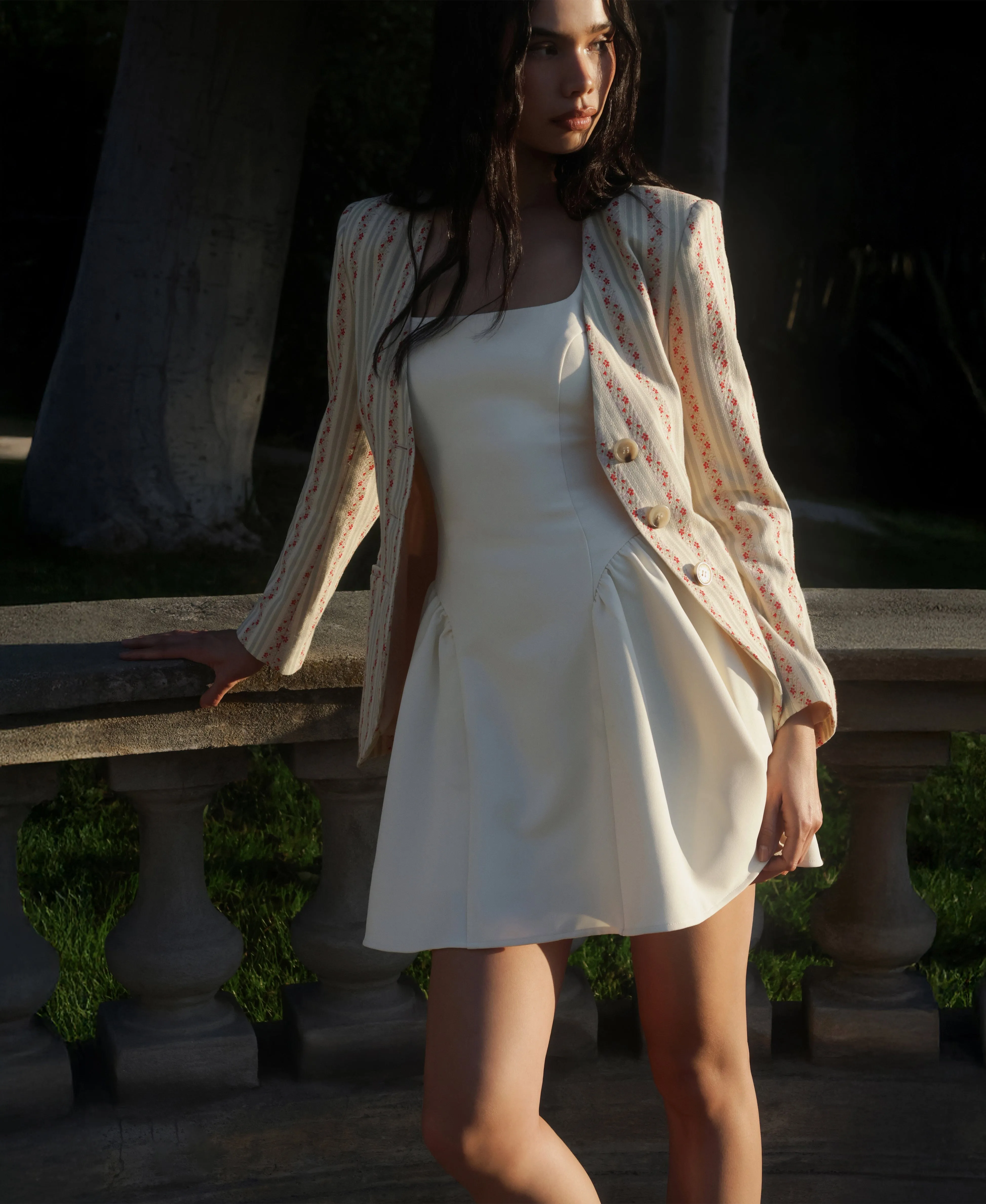 Floral Stripe Linen Blend Blazer sold by Avec Les Filles product image thumbnail 3