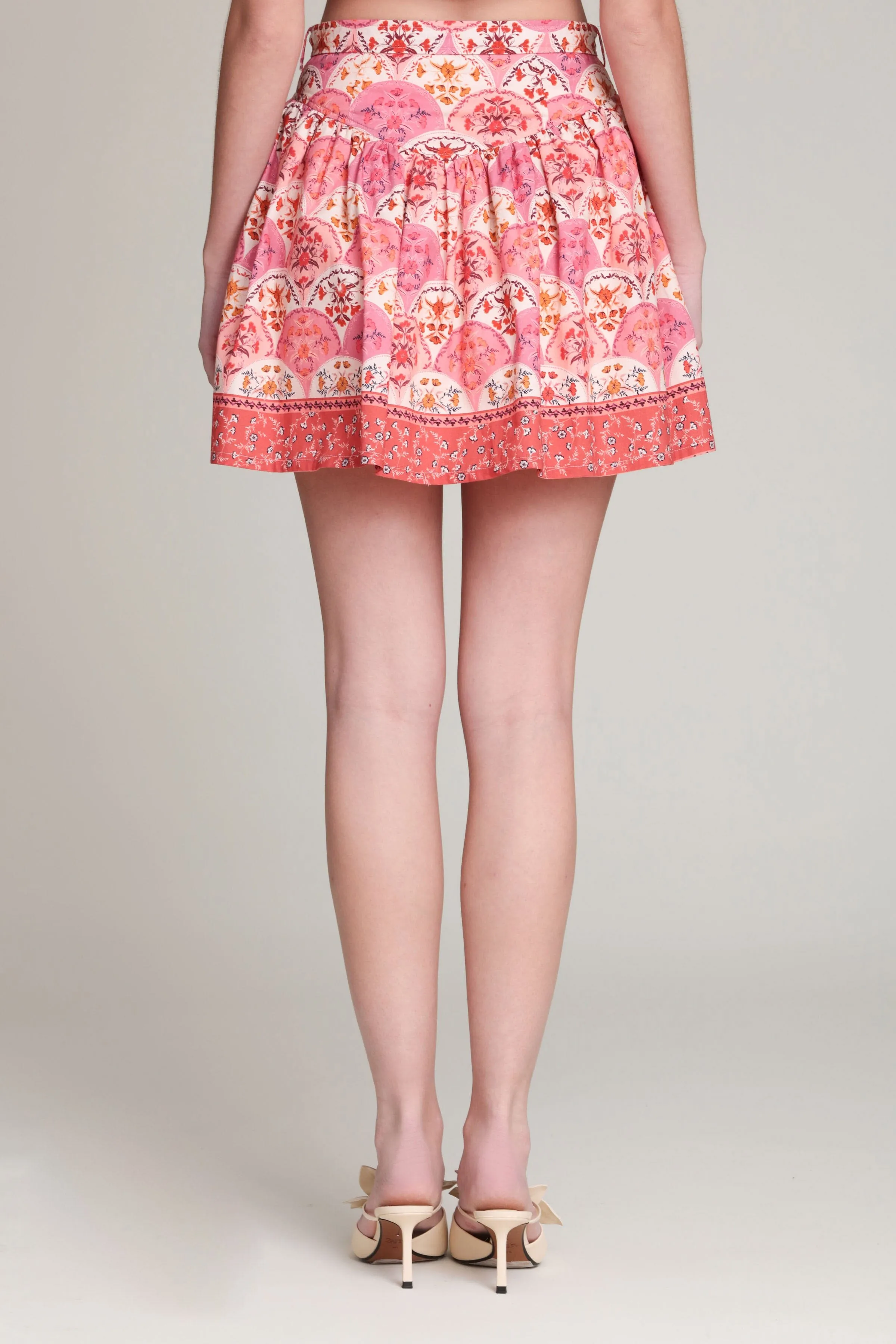 Floral Linen Blend Belted Mini Skirt sold by Avec Les Filles product image thumbnail 5