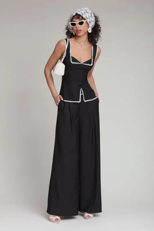 Lace Trim Wide Leg Pant sold by Avec Les Filles