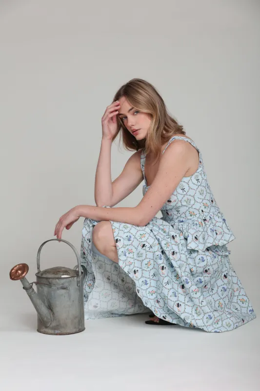 Floral Lattice Stretch Cotton Peplum Top made by Avec Les Filles