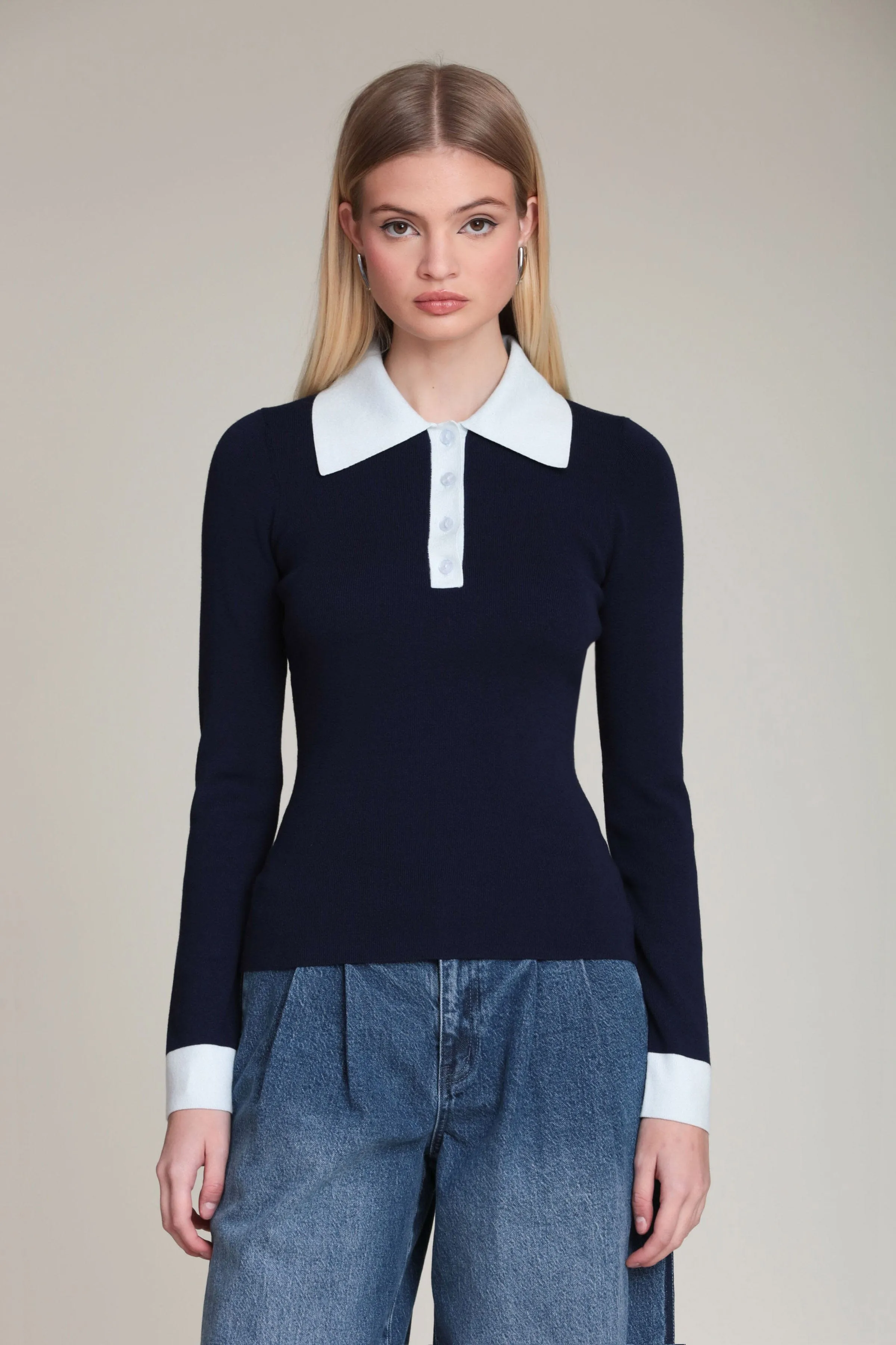 Contrast Polo Sweater sold by Avec Les Filles product image thumbnail 3