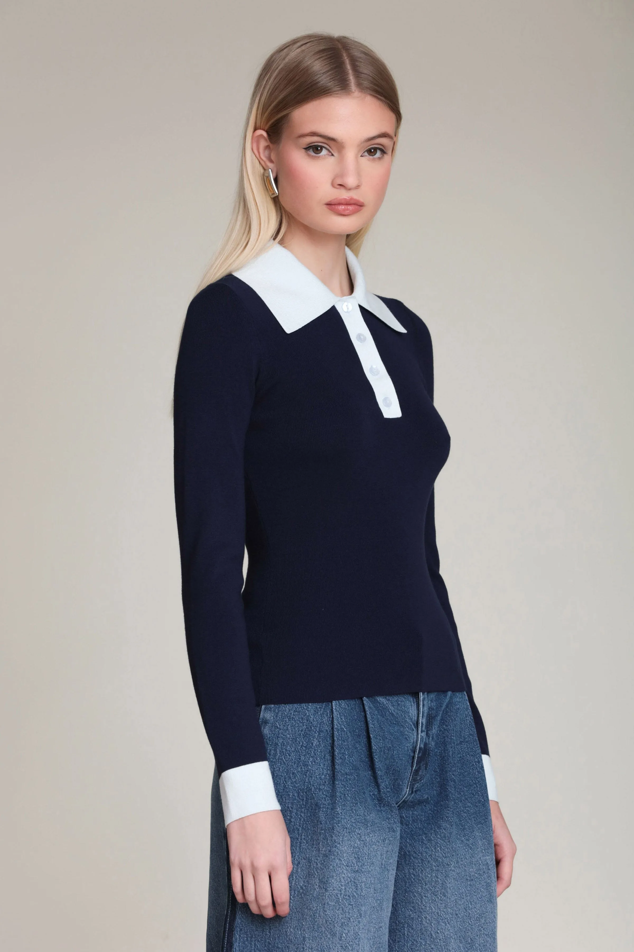 Contrast Polo Sweater sold by Avec Les Filles product image thumbnail 4