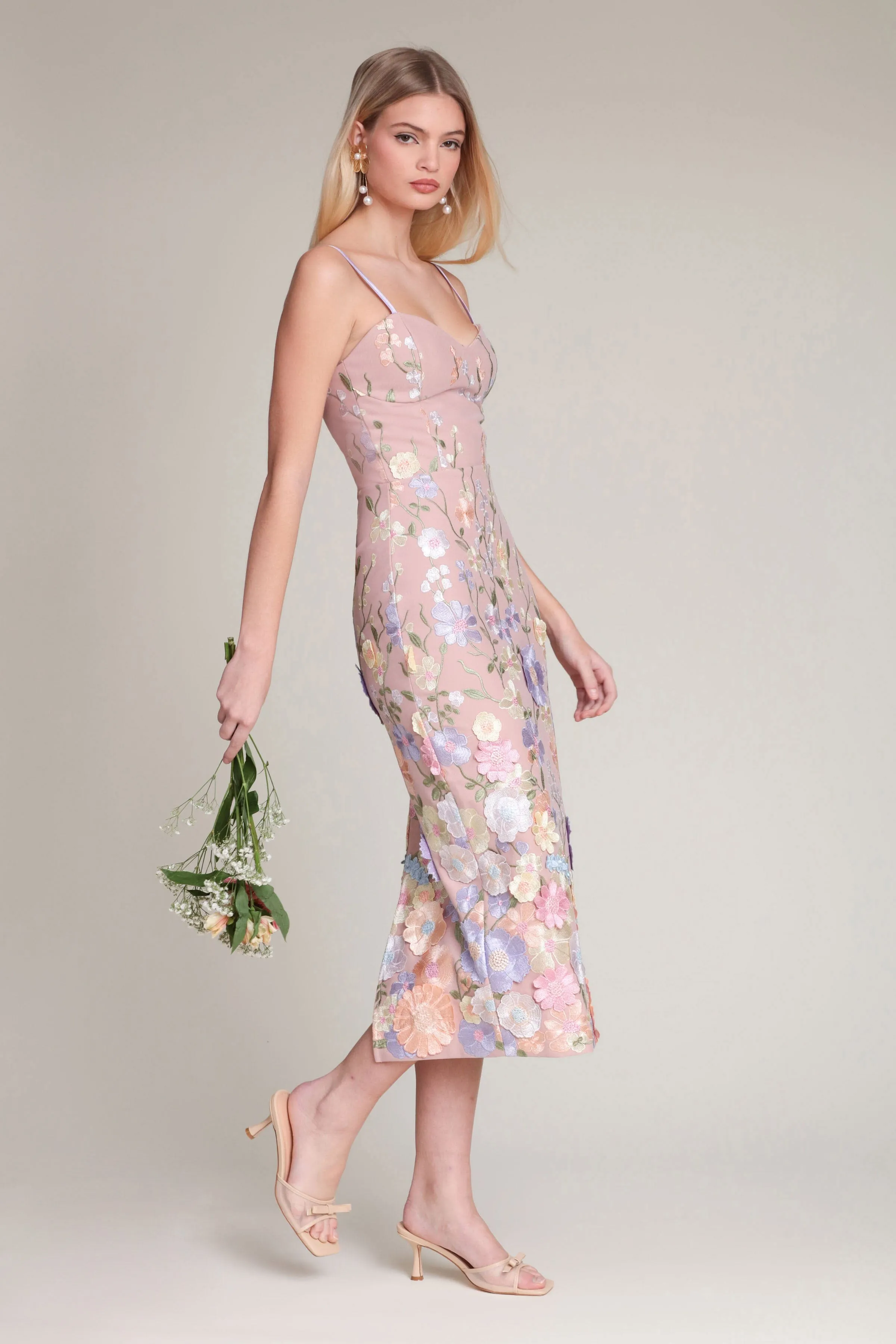 Floral Appliqué Embroidered Midi Dress sold by Avec Les Filles product image thumbnail 2
