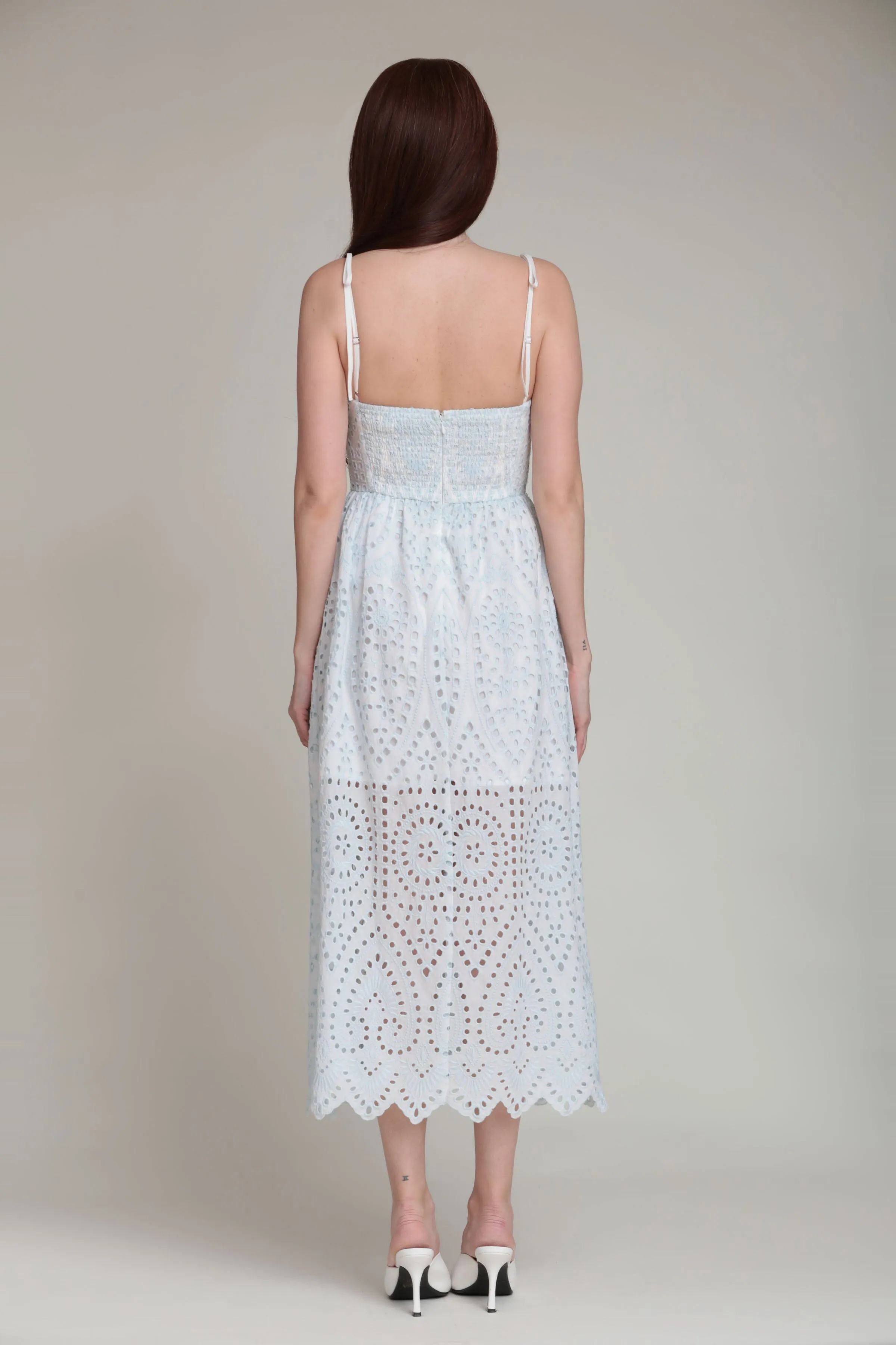 Broderie Anglaise Cotton Bustier Midi Dress sold by Avec Les Filles product image thumbnail 5