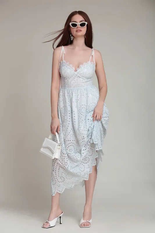 Broderie Anglaise Cotton Bustier Midi Dress made by Avec Les Filles