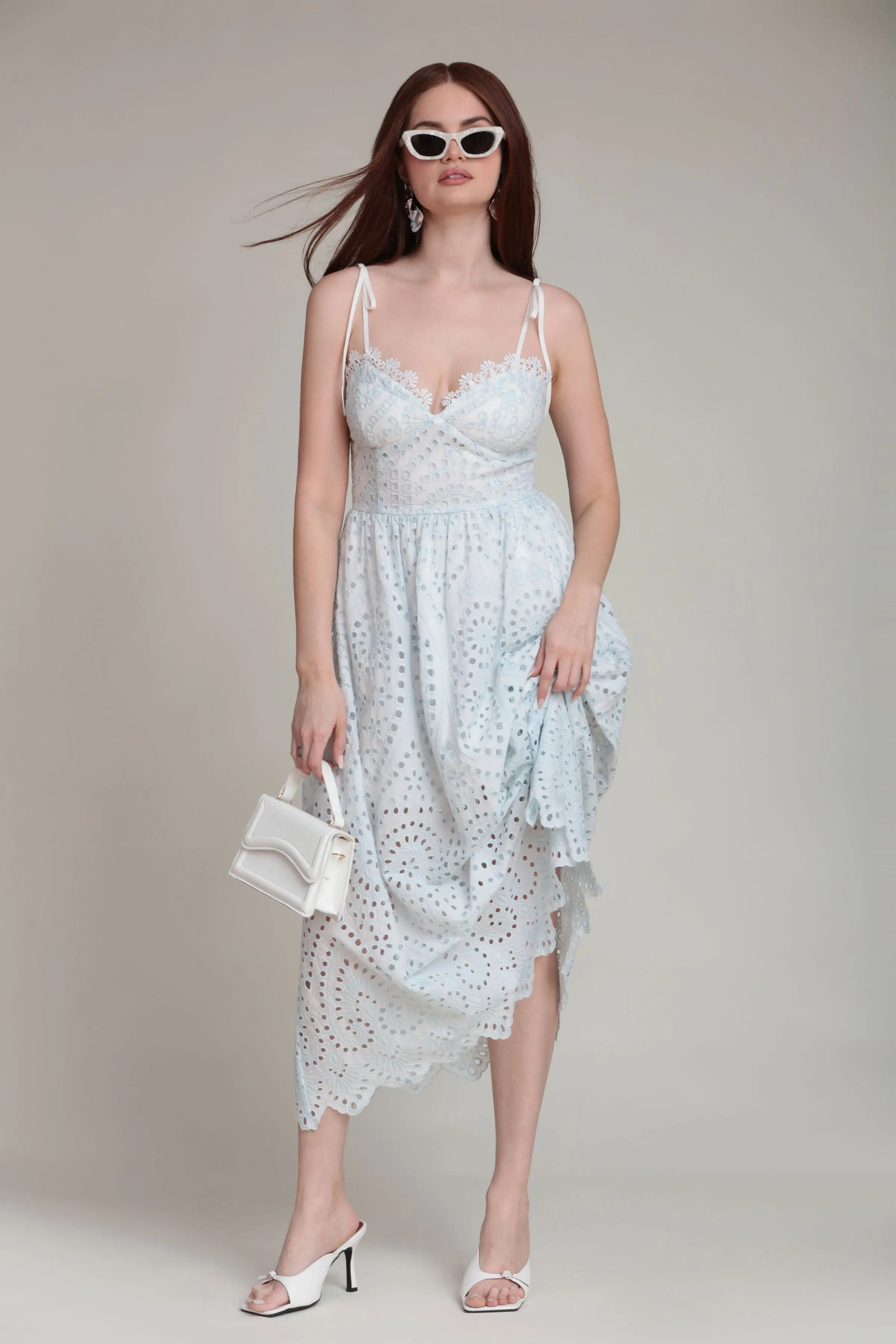 Broderie Anglaise Cotton Bustier Midi Dress sold by Avec Les Filles