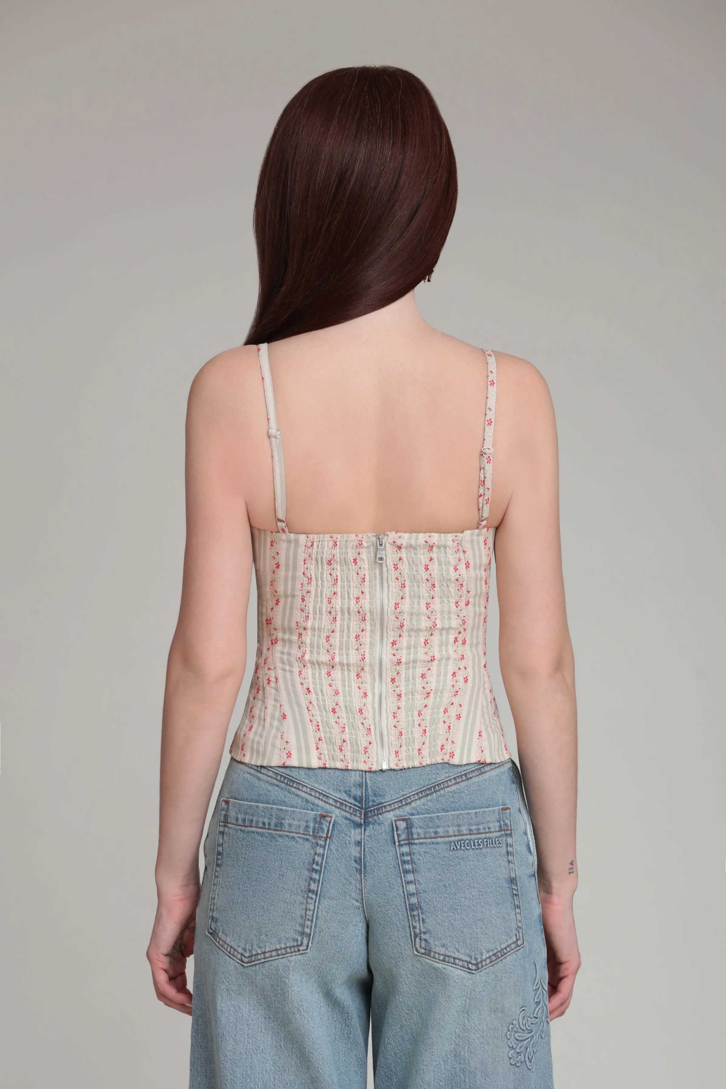 Floral Stripe Cotton Bustier Top sold by Avec Les Filles product image thumbnail 5