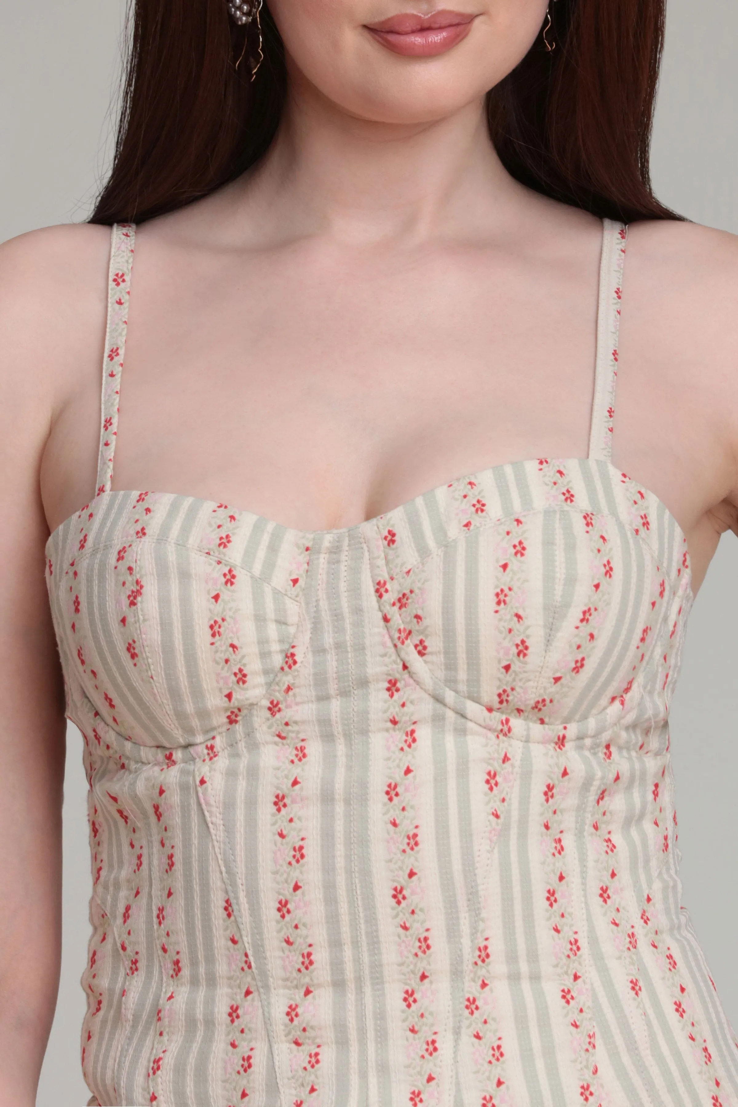 Floral Stripe Cotton Bustier Top sold by Avec Les Filles product image thumbnail 2