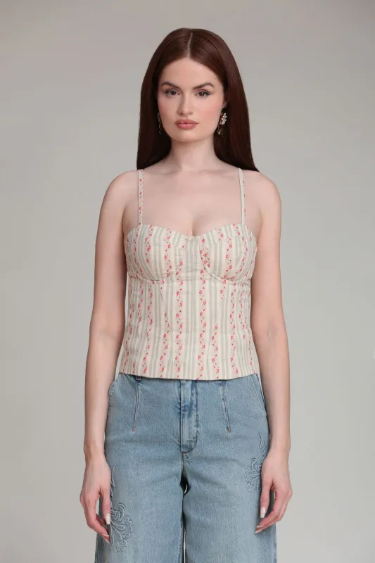 Floral Stripe Cotton Bustier Top made by Avec Les Filles