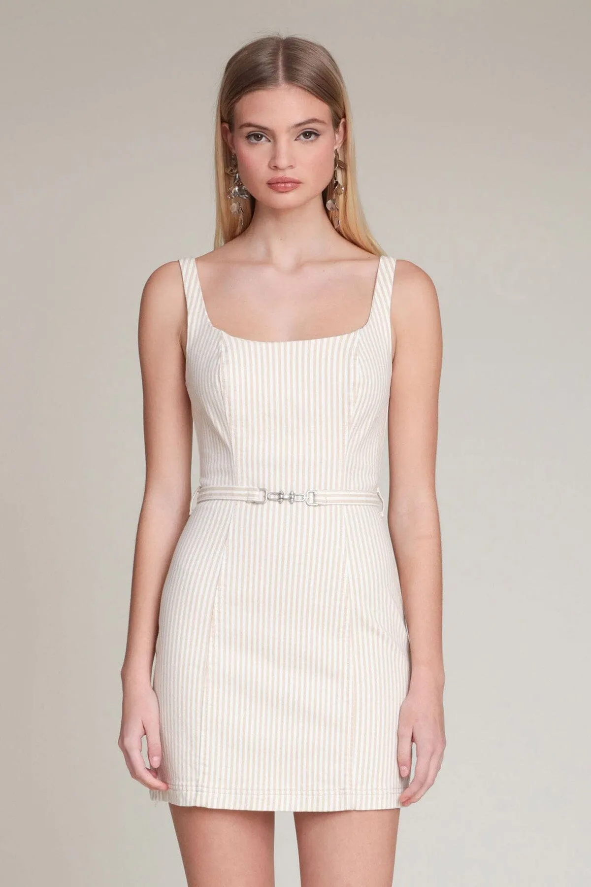 Striped Cotton Belted Mini Dress sold by Avec Les Filles product image thumbnail 3