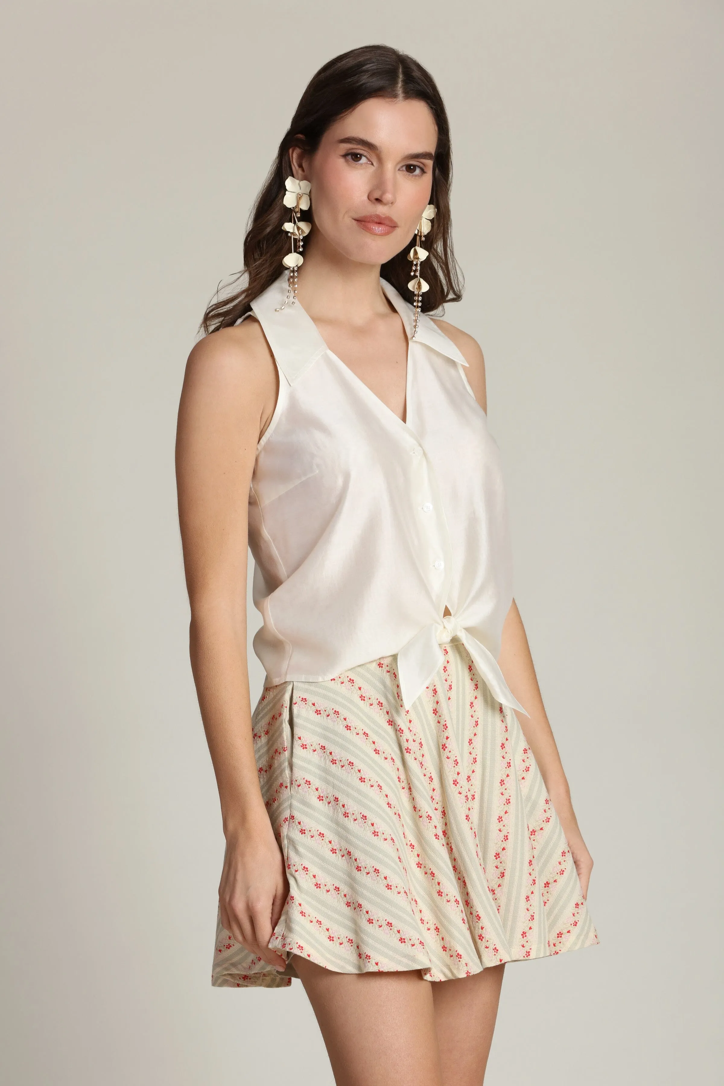 Tie Front Sleeveless Satin Top sold by Avec Les Filles product image thumbnail 4